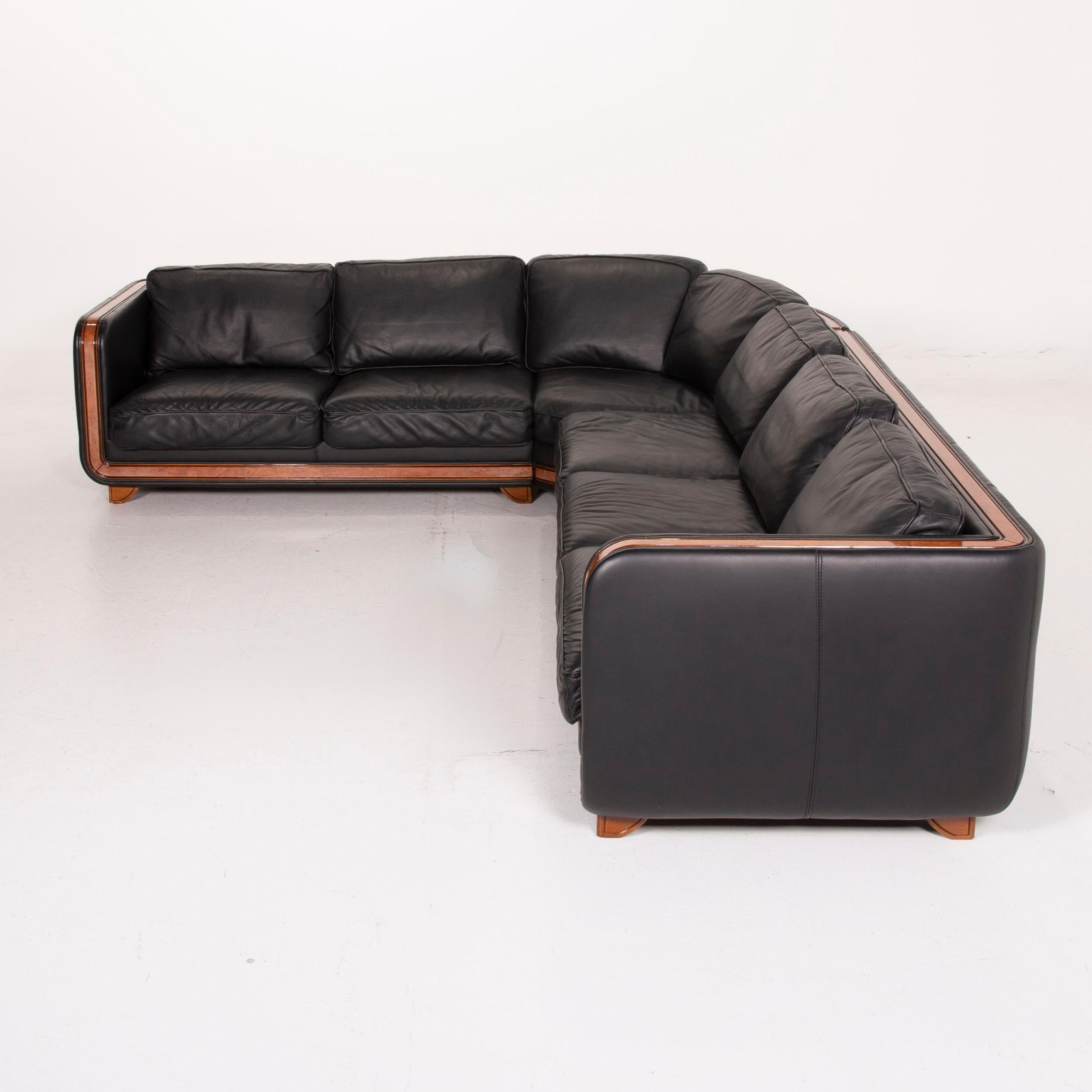 Nieri Leder-Sofa-Sofa-Sessel mit schwarzem Ecksessel und Ottomane im Angebot 5