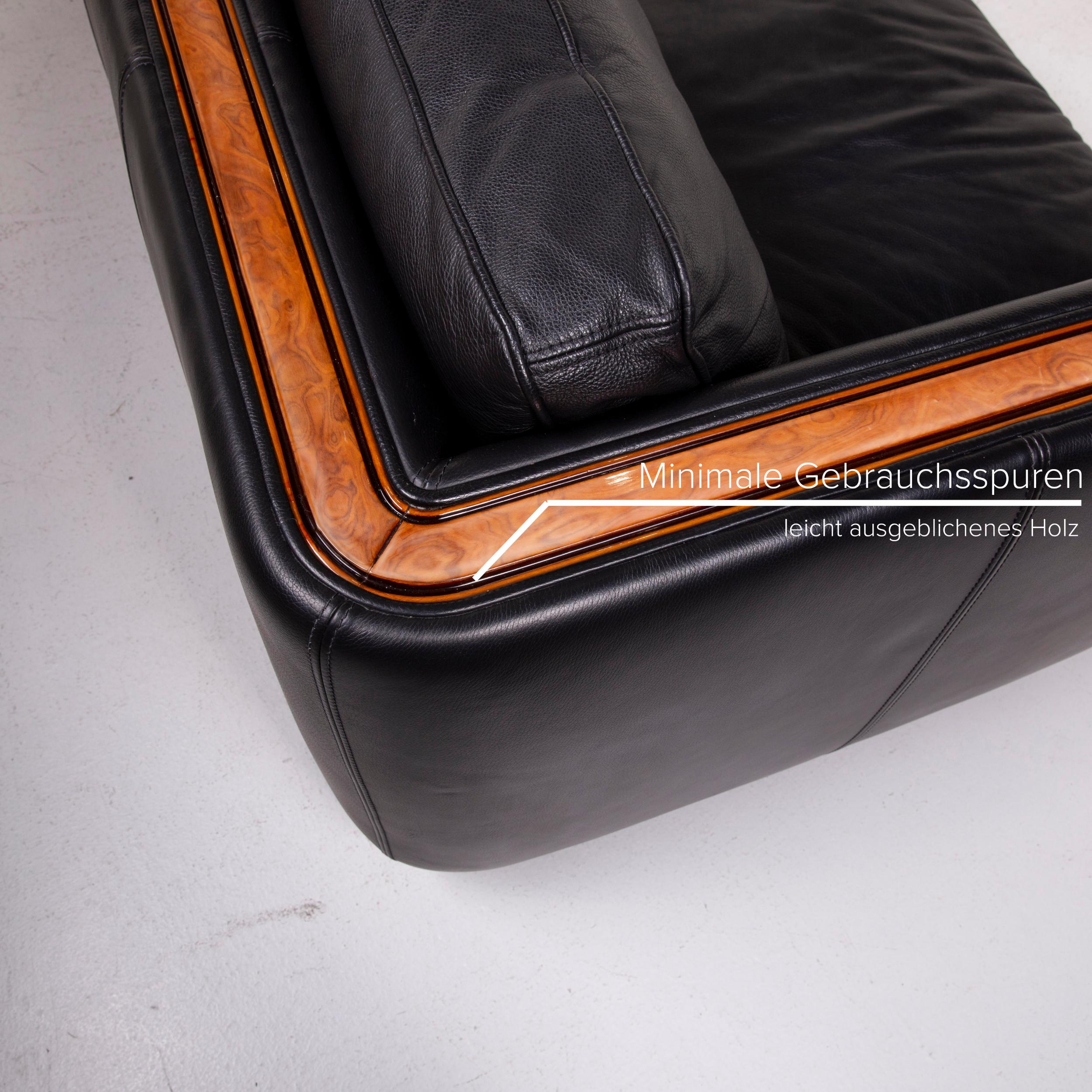 Nieri Leder-Sofa-Sofa-Sessel mit schwarzem Ecksessel und Ottomane (Italienisch) im Angebot