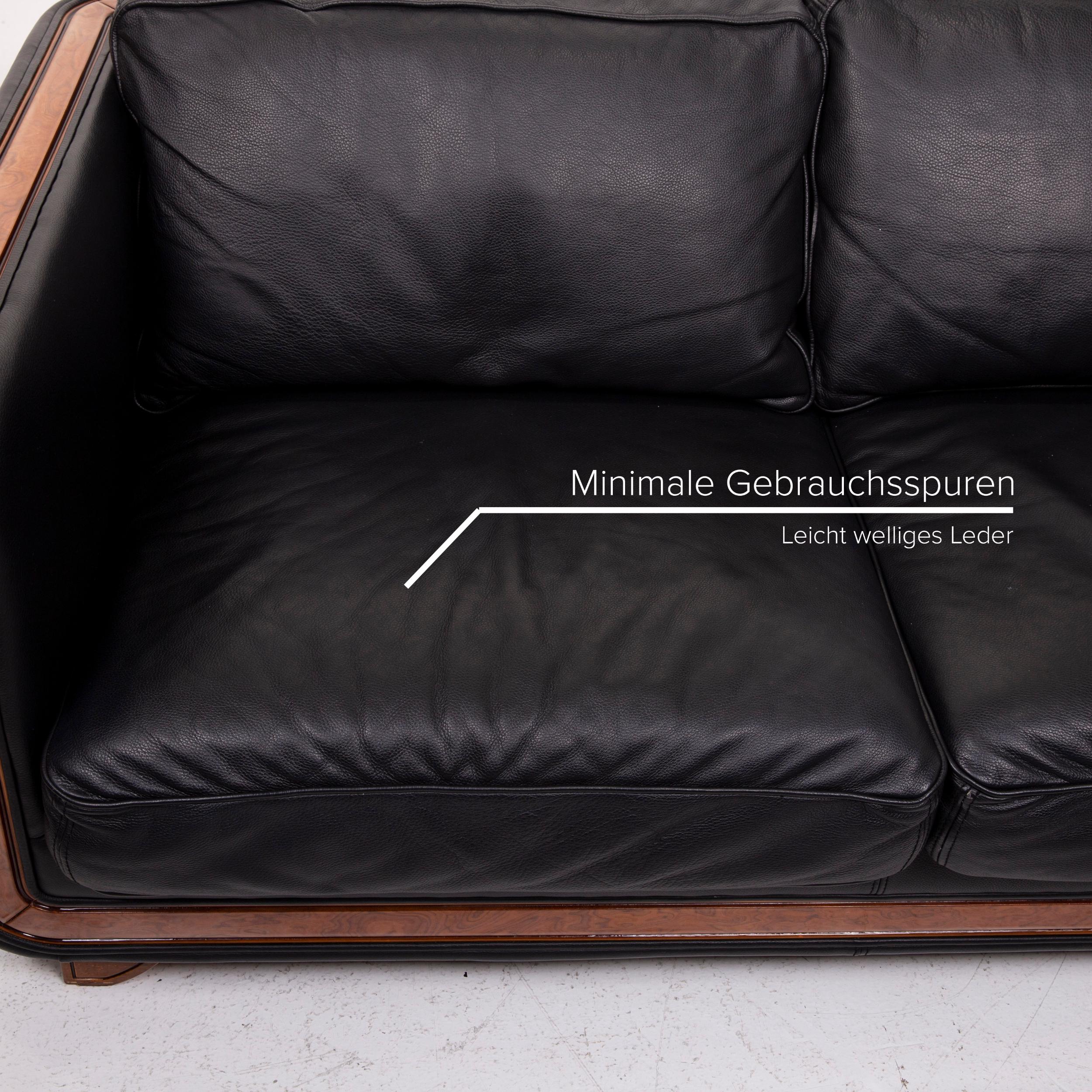 Nieri Leder-Sofa-Sofa-Sessel mit schwarzem Ecksessel und Ottomane im Angebot 1