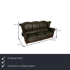 Nieri Leather Sofa Set Dark Green Three-Seater Two-Seater Couch