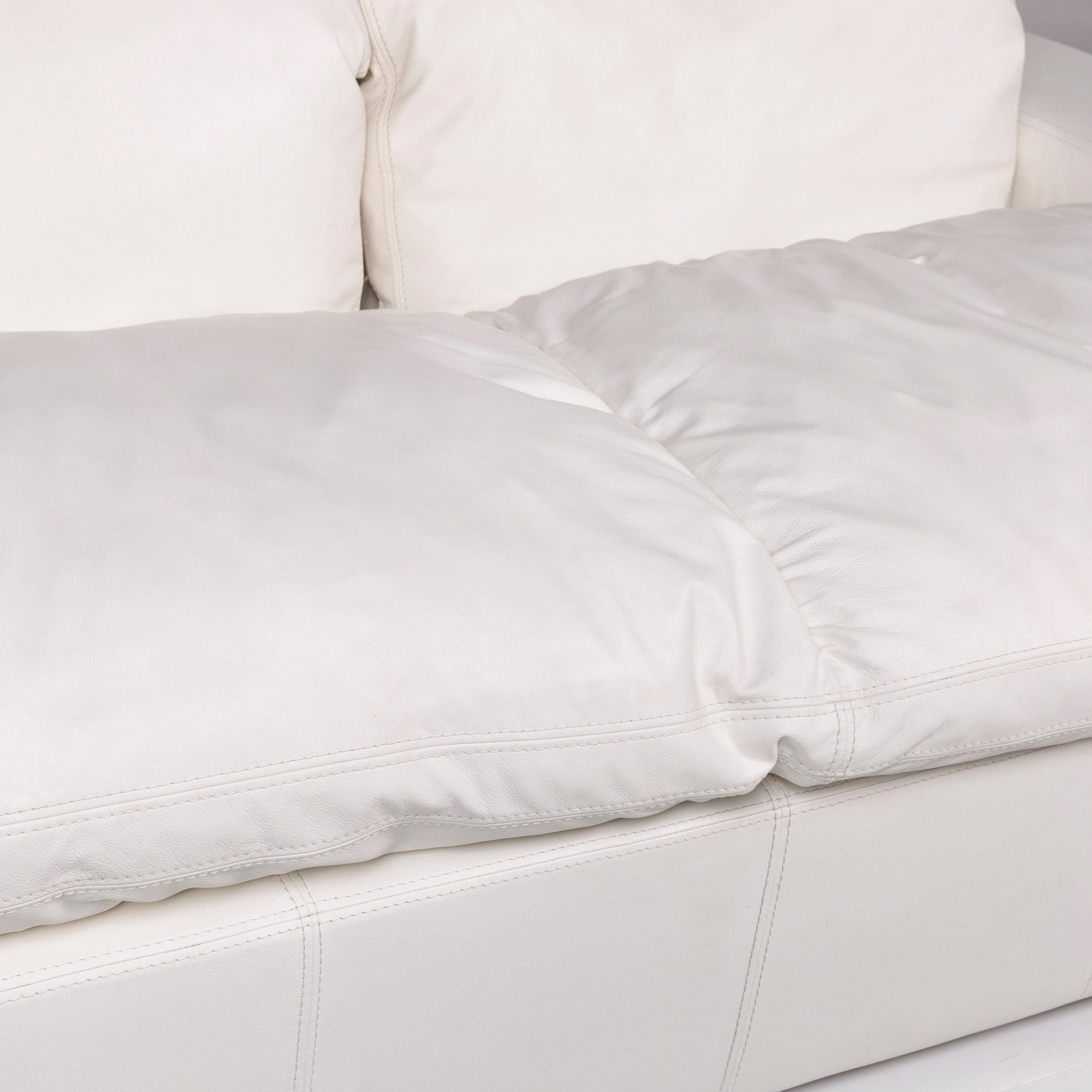 Modern Nieri Leather Sofa Set White 1 Three-Seat 1 Two-Seat