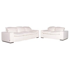 Nieri Leather Sofa Set White 1 Three-Seat 1 Two-Seat