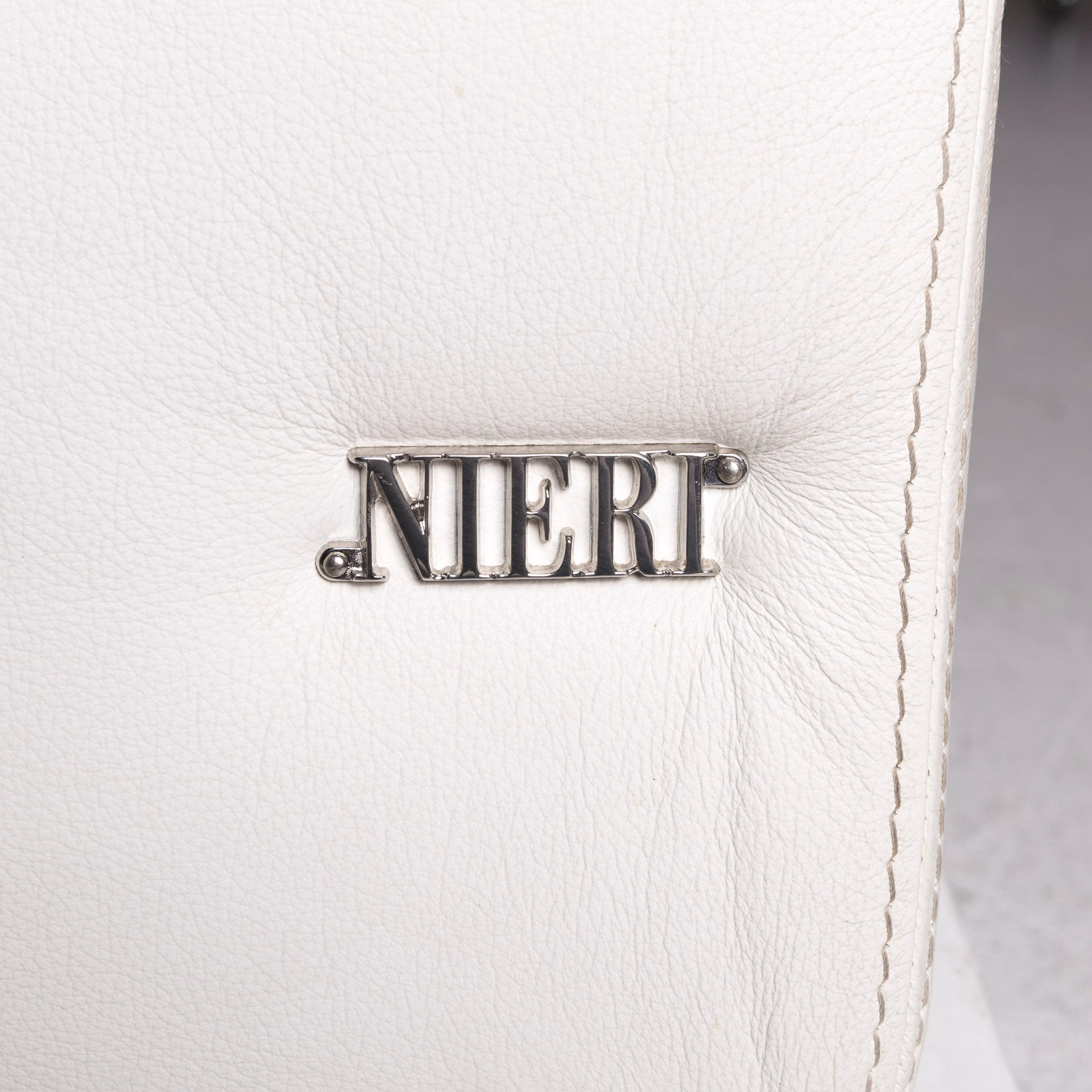 Nieri Leather Sofa White Three-Seat Couch 2