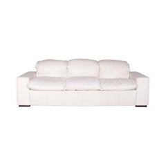Nieri Leather Sofa White Three-Seat Couch
