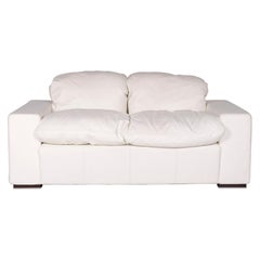 Nieri Leather Sofa White Two-Seat Couch