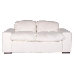 Nieri Leather Sofa White Two-Seat Couch