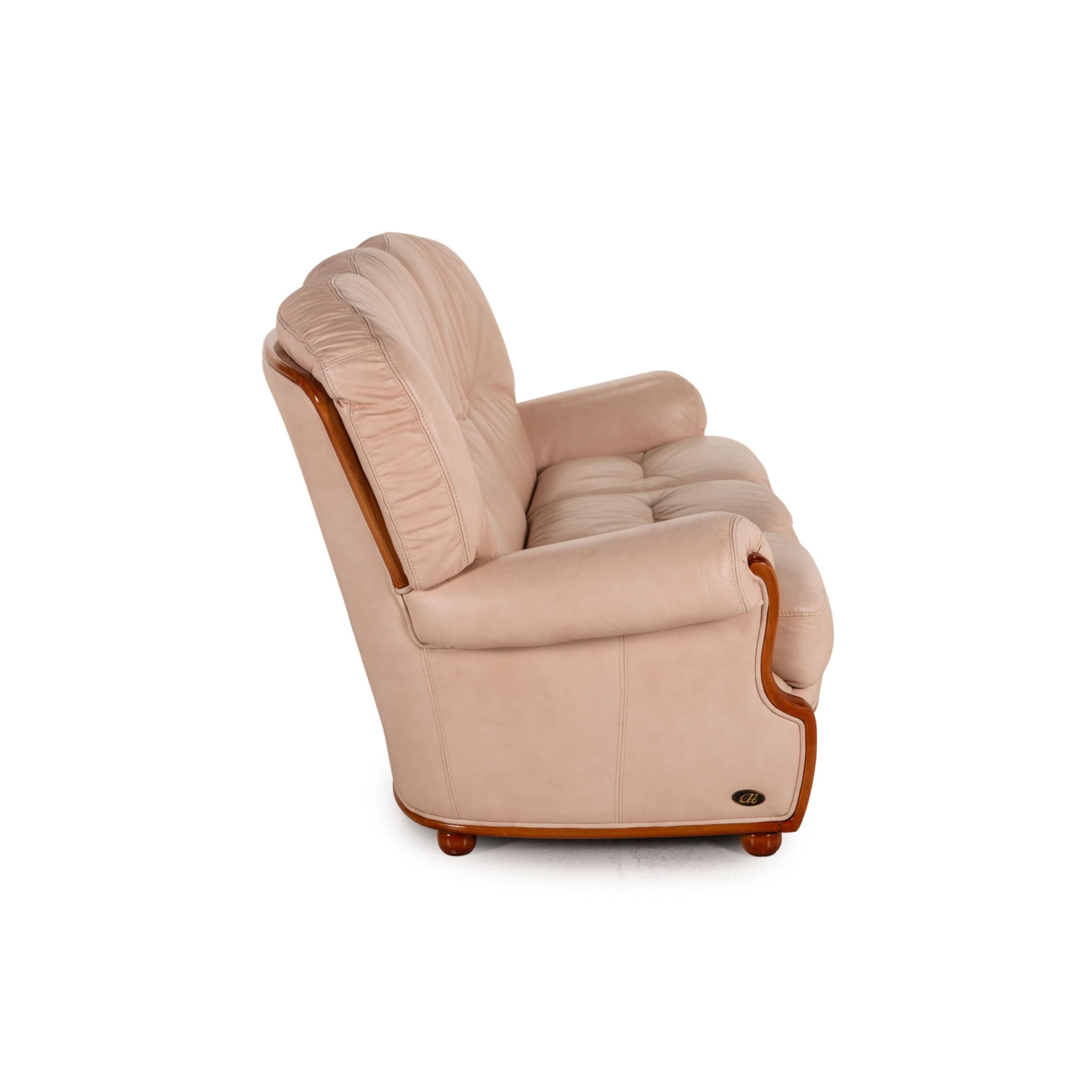 Nieri Nevada Leather Sofa Cream Three Seater Couch For Sale 1