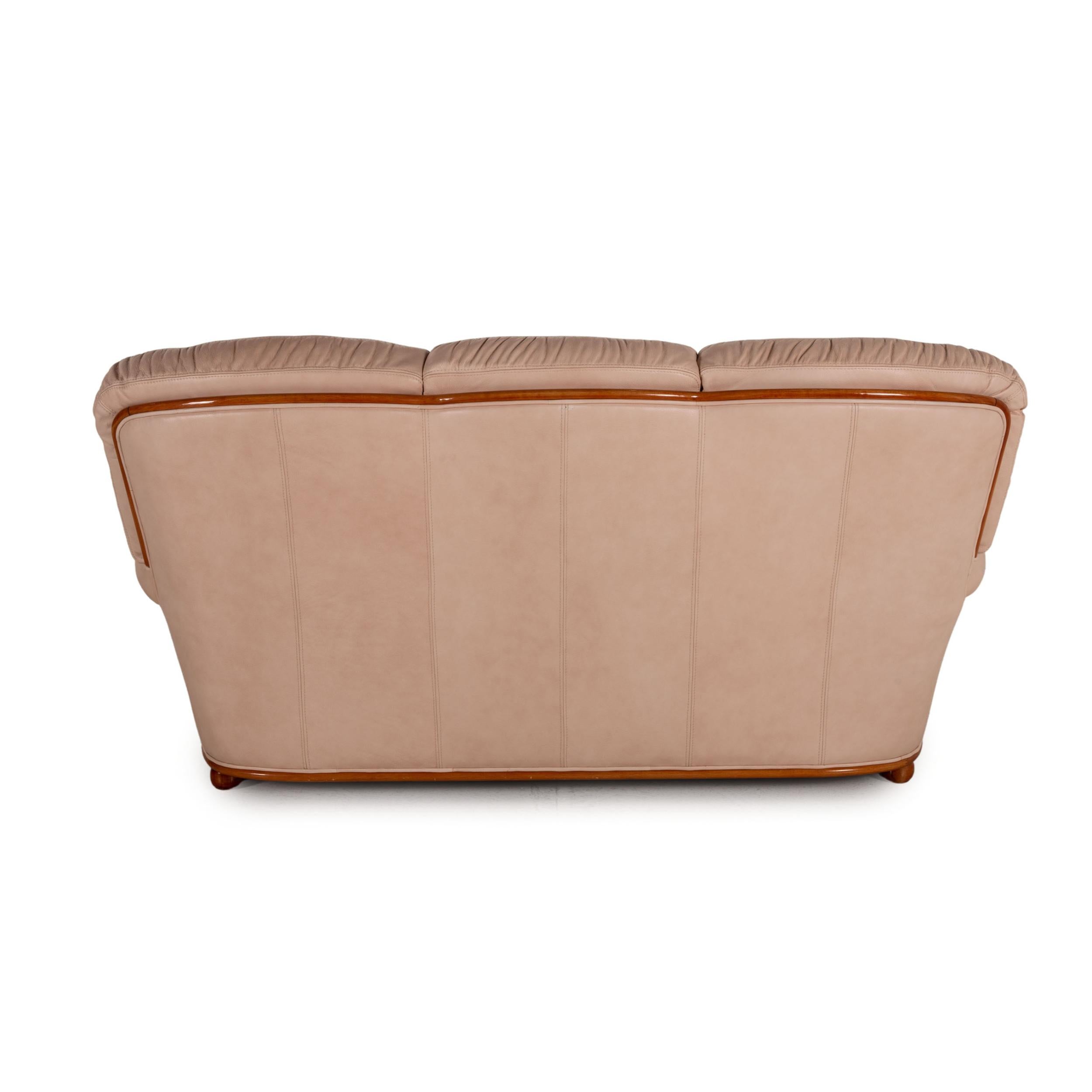 Nieri Nevada Leather Sofa Cream Three Seater Couch For Sale 2