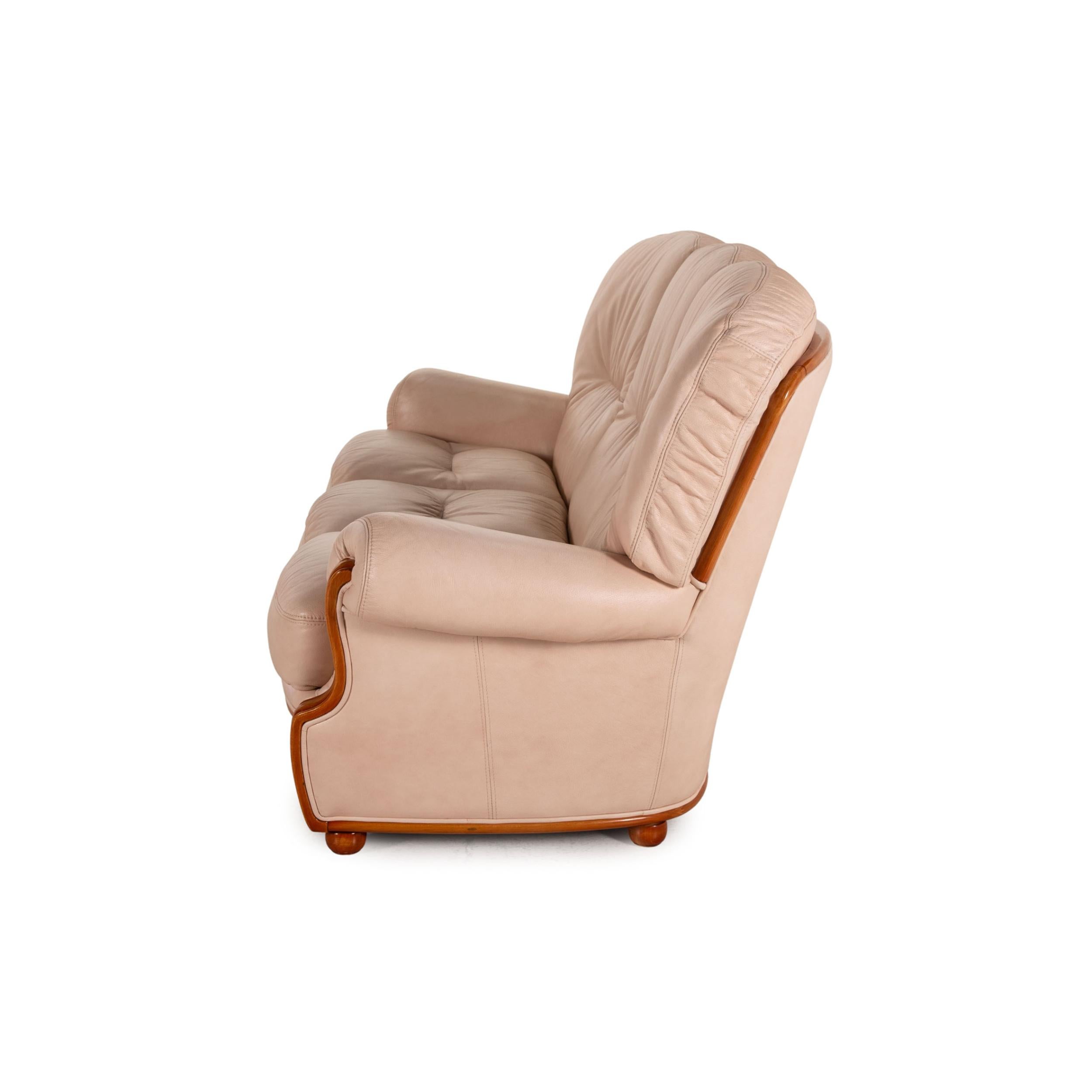 Nieri Nevada Leather Sofa Cream Three Seater Couch For Sale 3