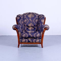 Nieri Palatino Designer Armchair Purple Blue Fabric Pattern Flowers