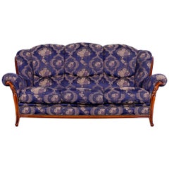 Nieri Palatino Designer Sofa Purple Blue Fabric Three-Seat Couch Flowers