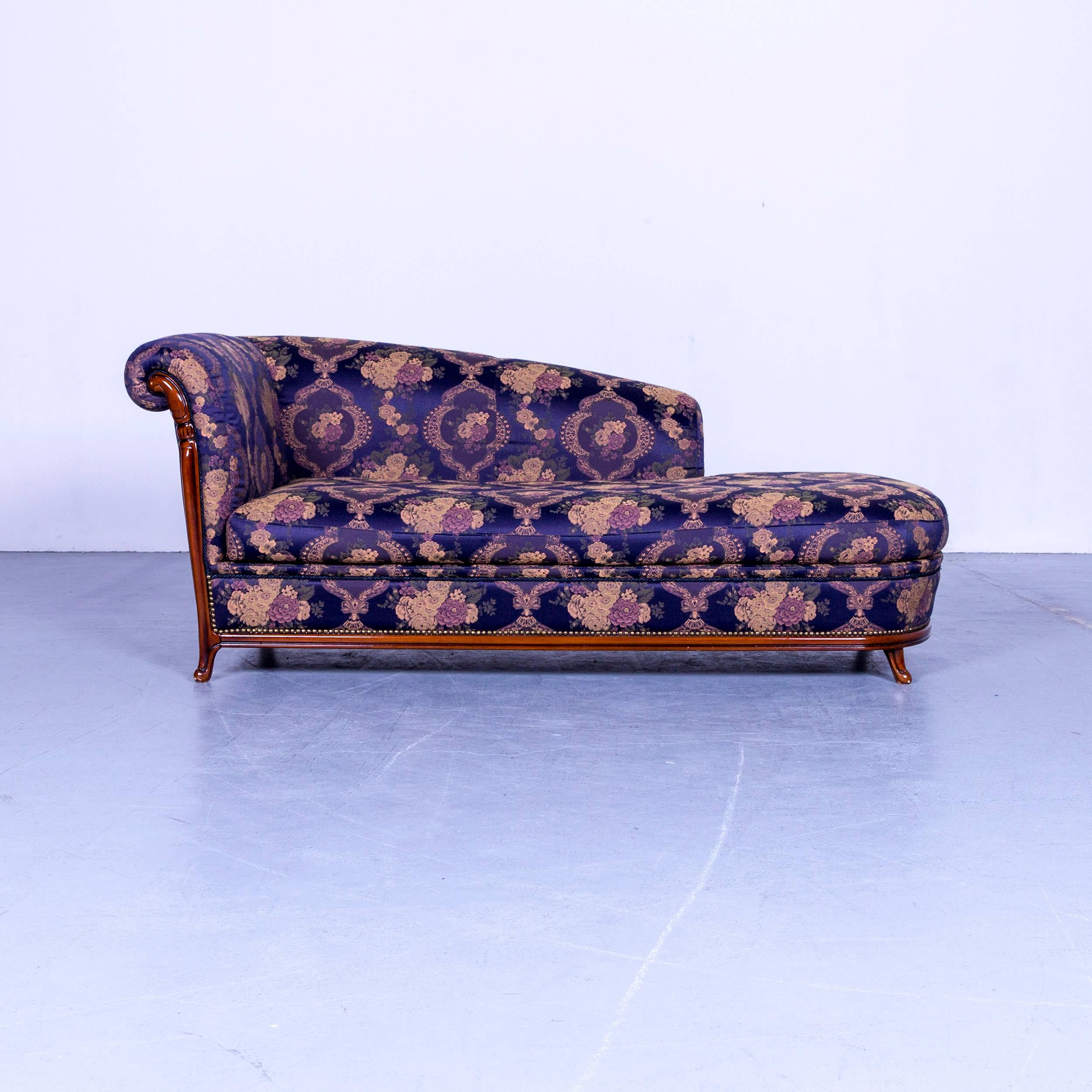 Nieri Palatino designer sofa purple blue fabric three-seat couch flowers made in Italy.
 
