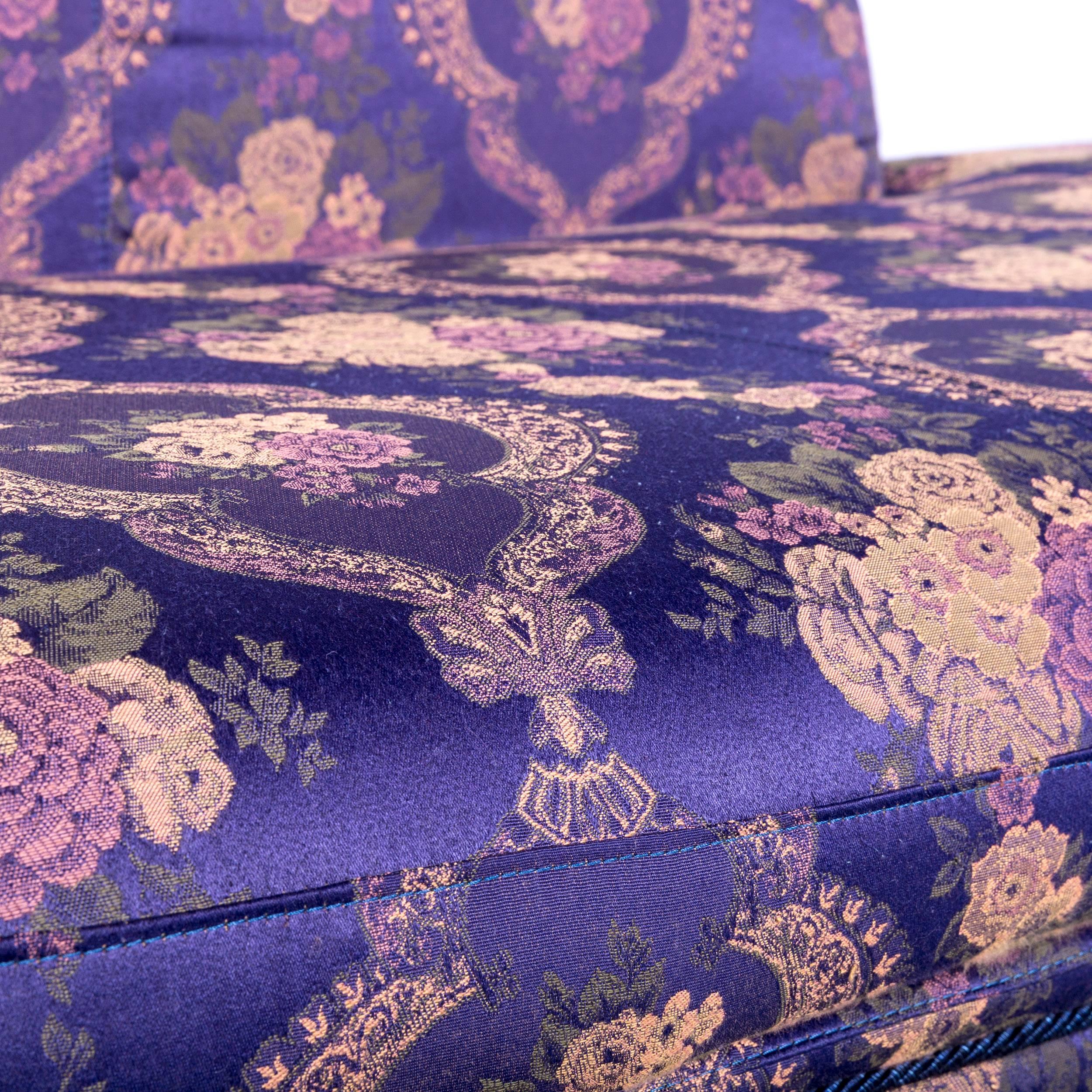 Contemporary Nieri Palatino Designer Sofa Recamier Purple Blue Fabric Couch Flowers