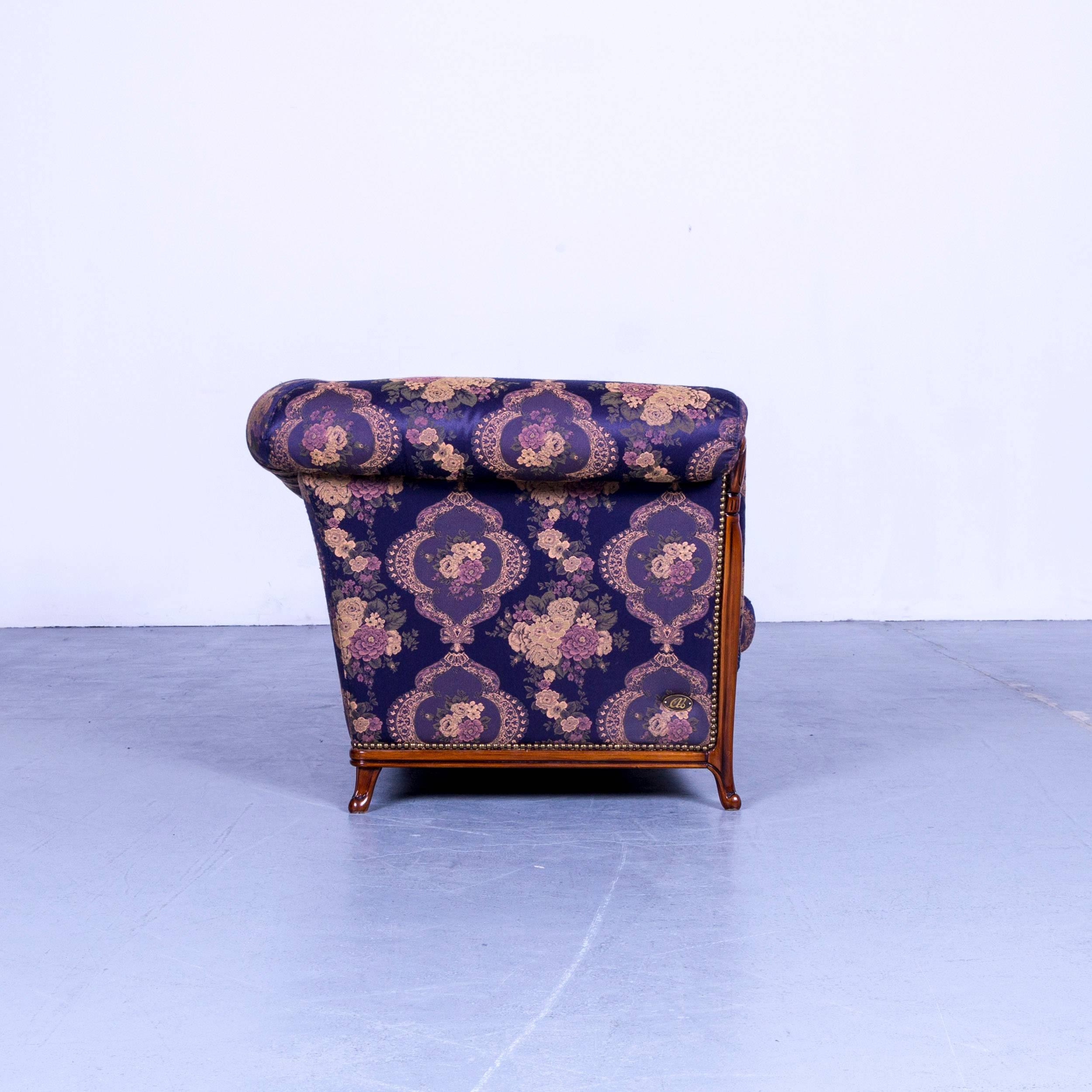 Nieri Palatino Designer Sofa Recamier Purple Blue Fabric Couch Flowers 3