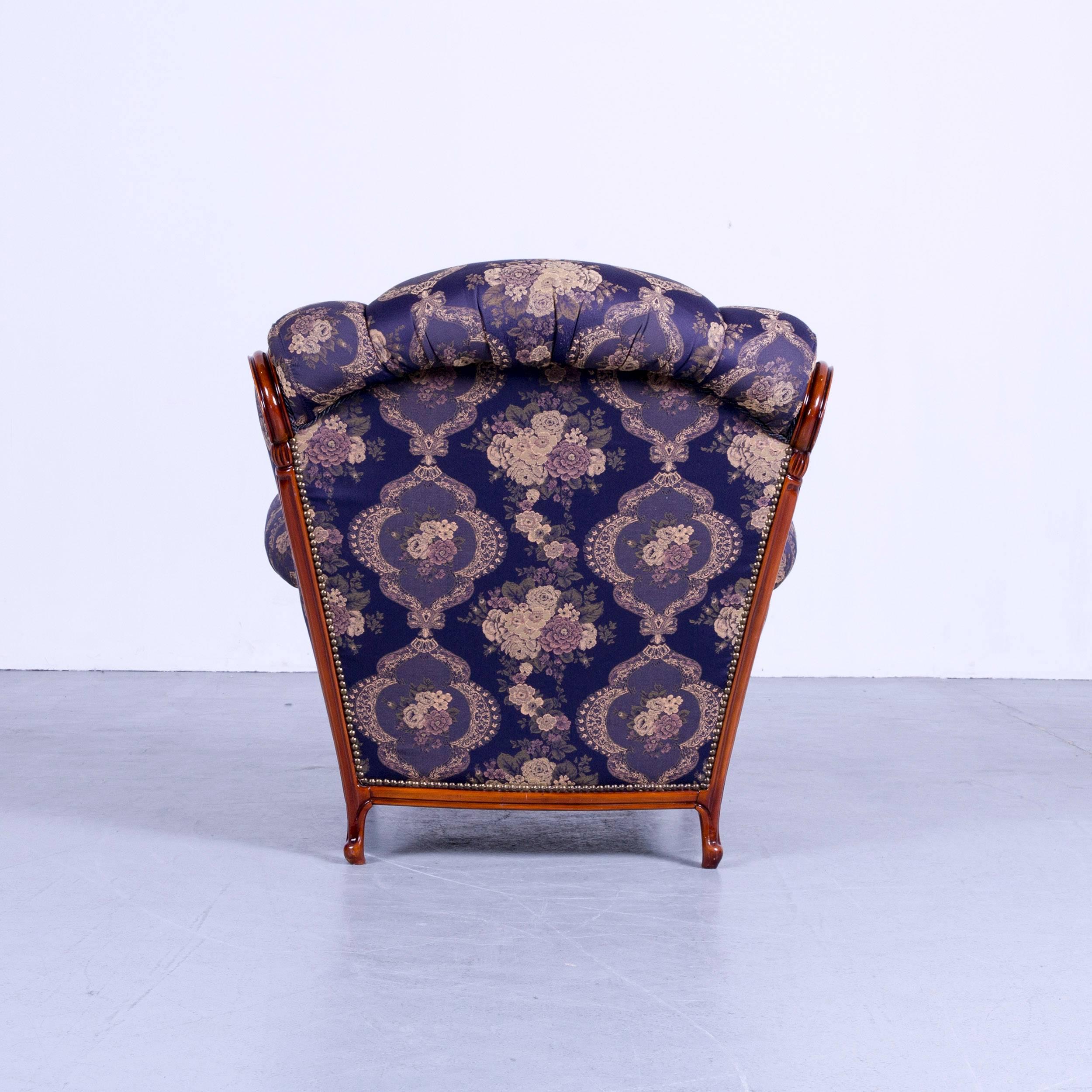 Nieri Palatino Designer Sofa Set Purple Blue Fabric Couch 3+2+1+Footstool 5