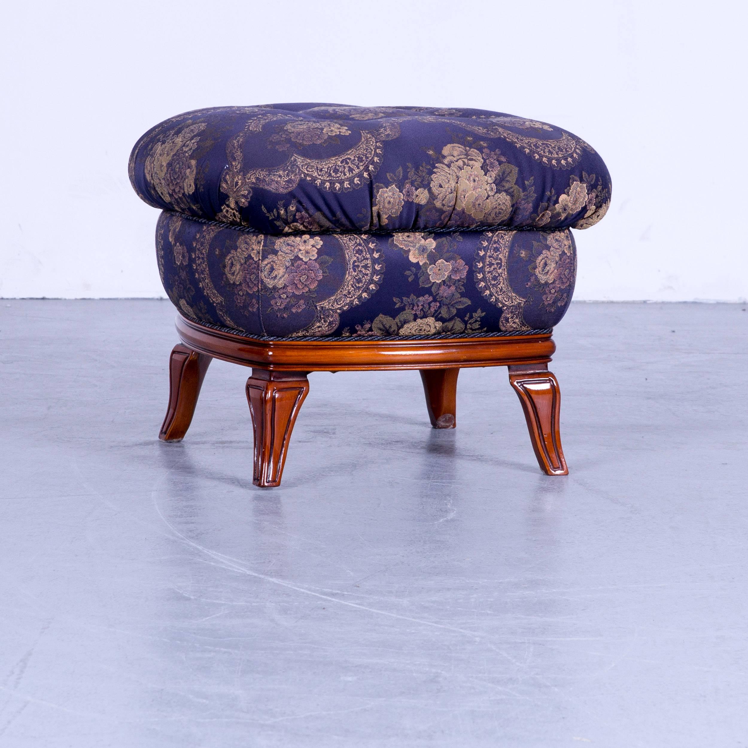 Nieri Palatino Designer Sofa Set Purple Blue Fabric Couch 3+2+1+Footstool 6