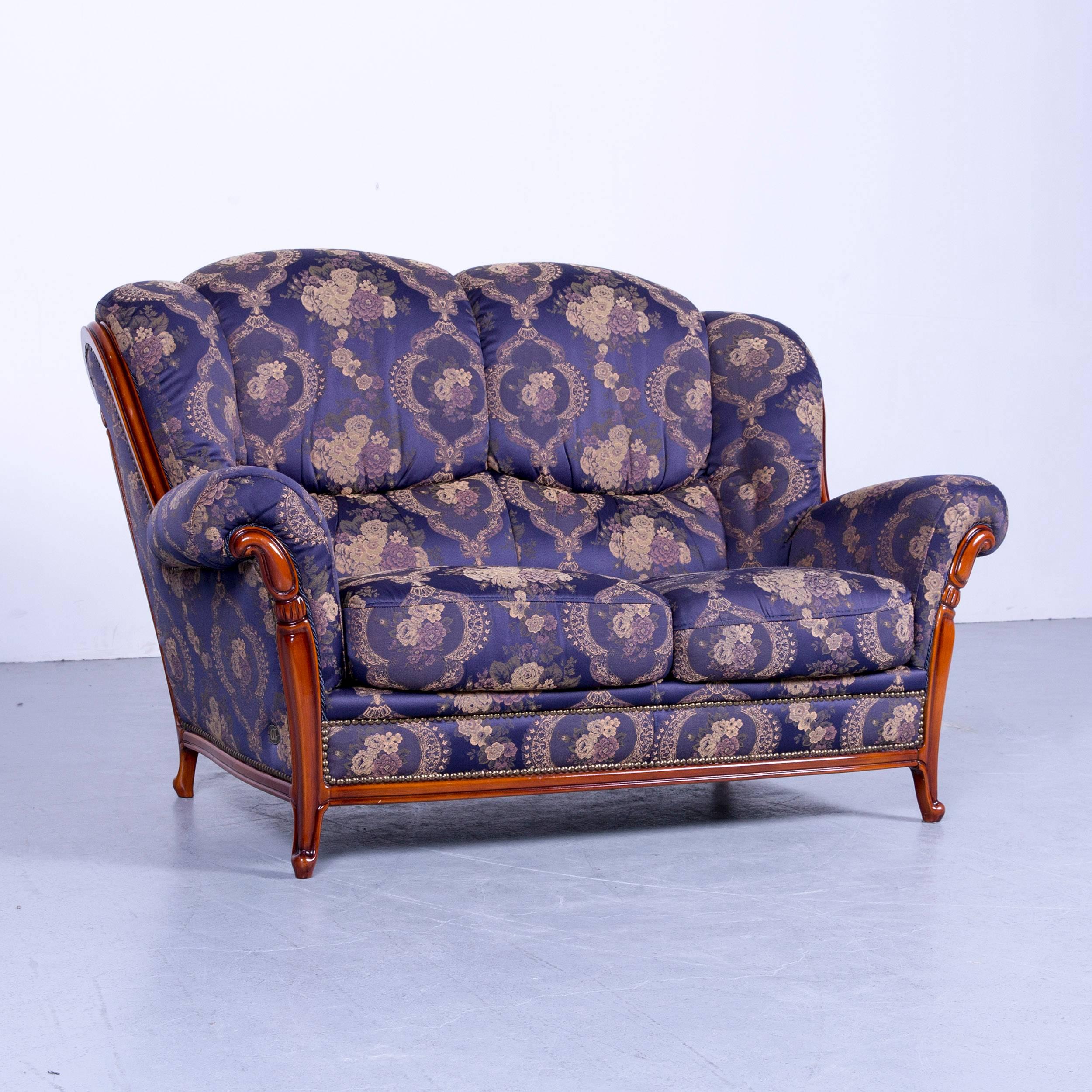 Nieri Palatino Designer Sofa Set Purple Blue Fabric Couch 3+2+1+Footstool In Good Condition In Cologne, DE