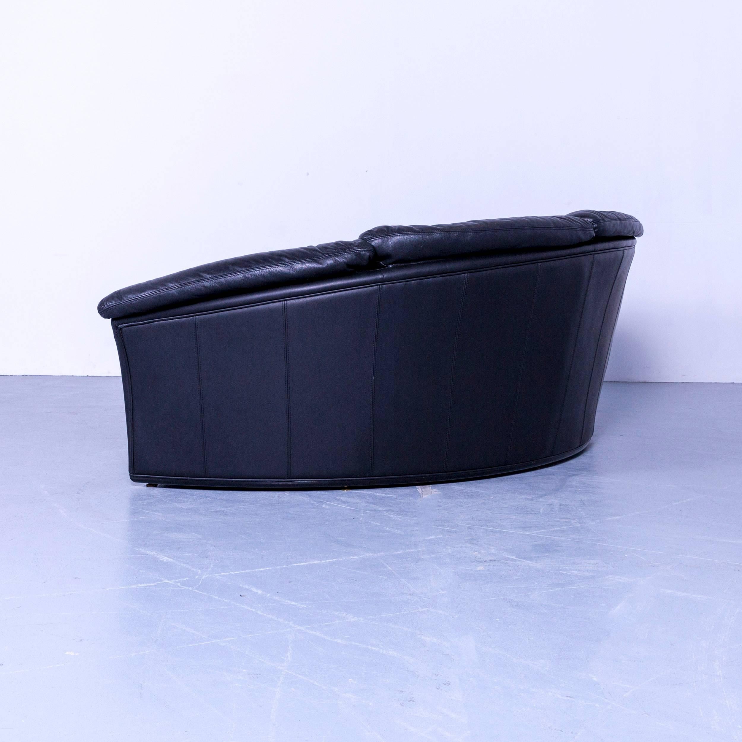 Nieri Planet Designer Sofa Cuir Noir Canapé Quatre Sièges Pouf 5