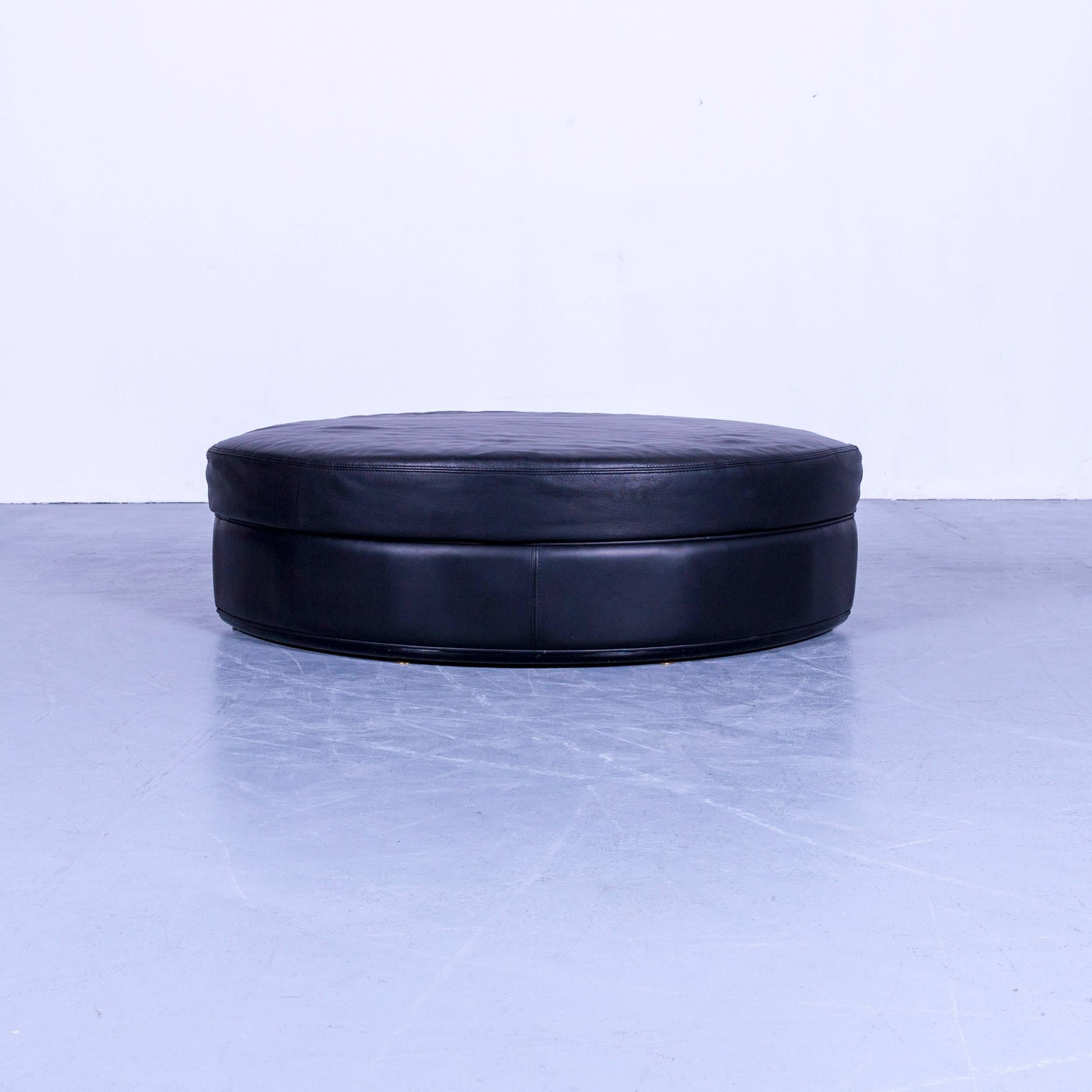 Nieri Planet Designer Sofa Cuir Noir Canapé Quatre Sièges Pouf 6