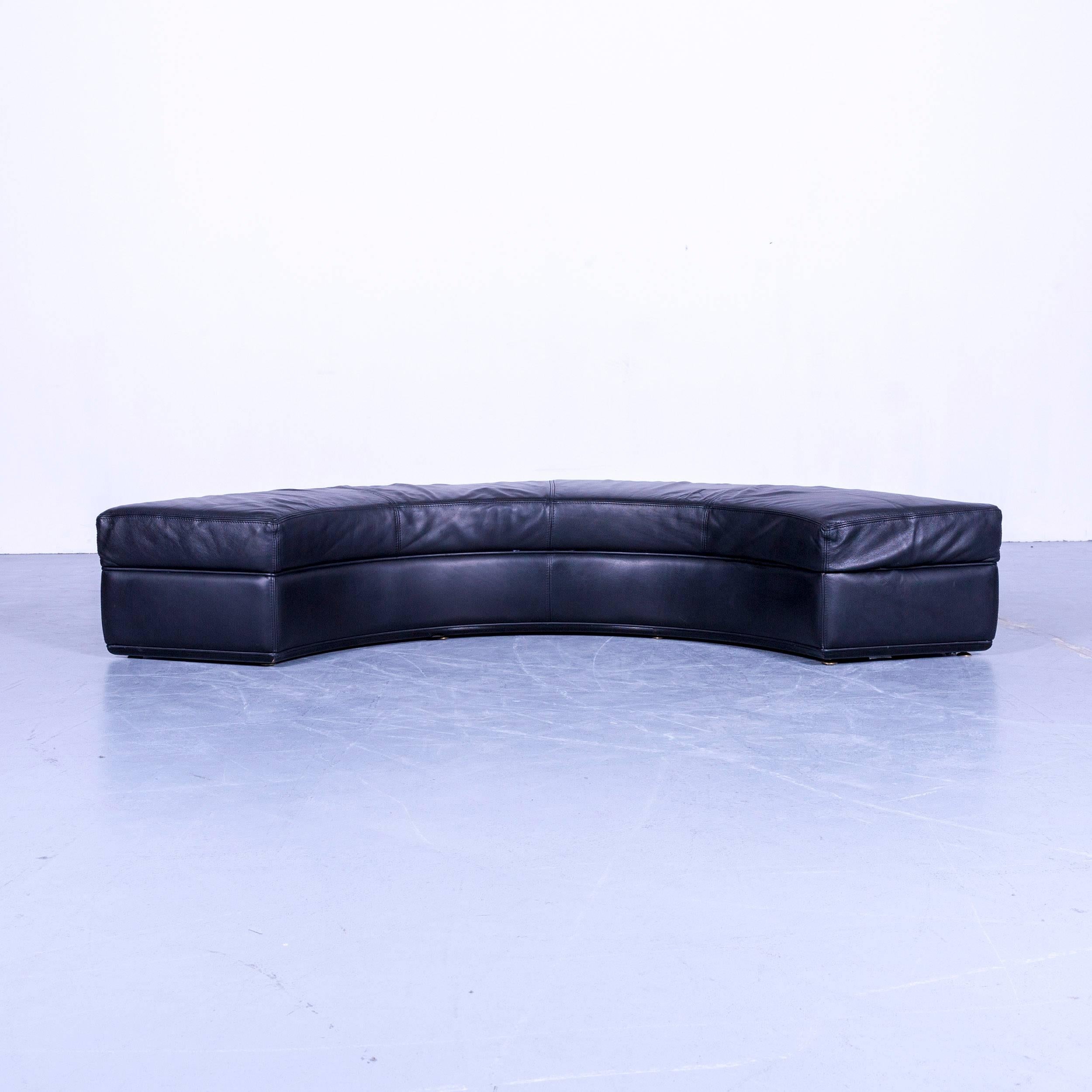 Nieri Planet Designer Sofa Cuir Noir Canapé Quatre Sièges Pouf 7