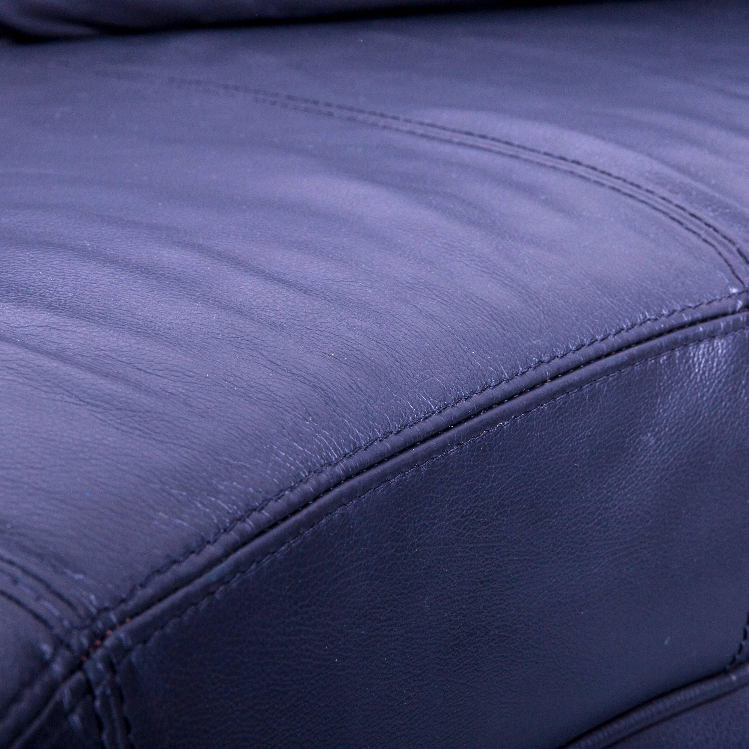 XXIe siècle et contemporain Nieri Planet Designer Sofa Cuir Noir Canapé Quatre Sièges Pouf