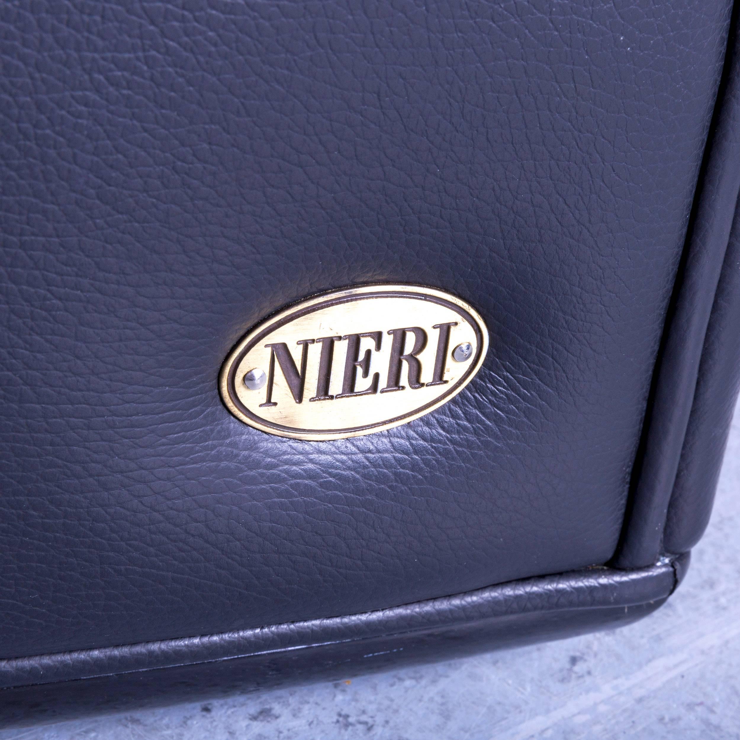Nieri Planet Designer Sofa Cuir Noir Canapé Quatre Sièges Pouf 2