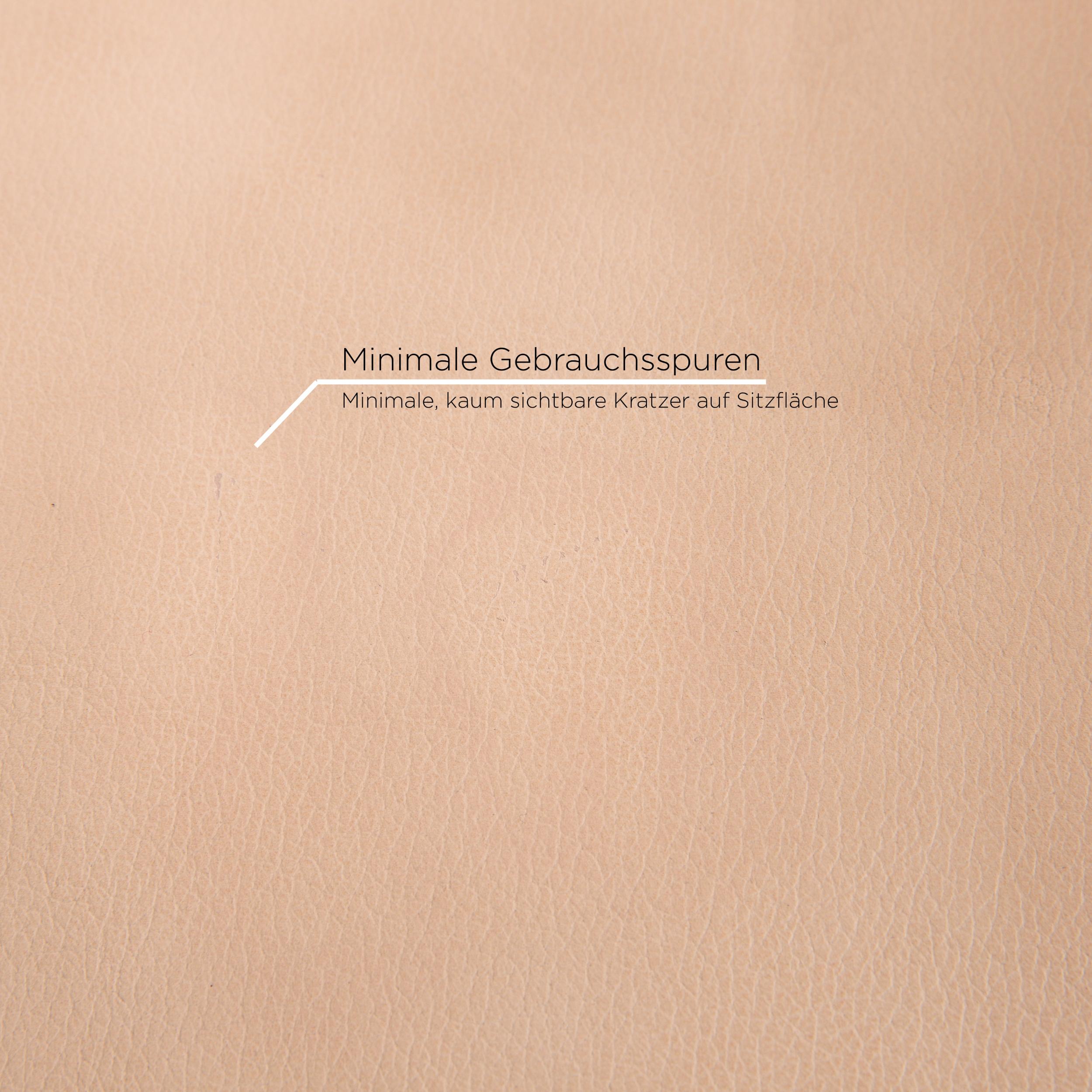 Nieri Planet Leder Eck-Sofa Beige Sofa mit rundem Holztablettbezug (Italienisch)
