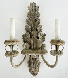 Scones à feuilles d'acanthe en faux Wood de Nierman Weeks pour Luminaire. 2 paires disponibles