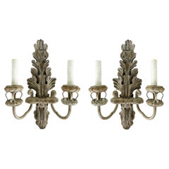 Nierman Weeks Faux Wood Acanthus Leaf Scones for Luminaire. 2 Pairs Available