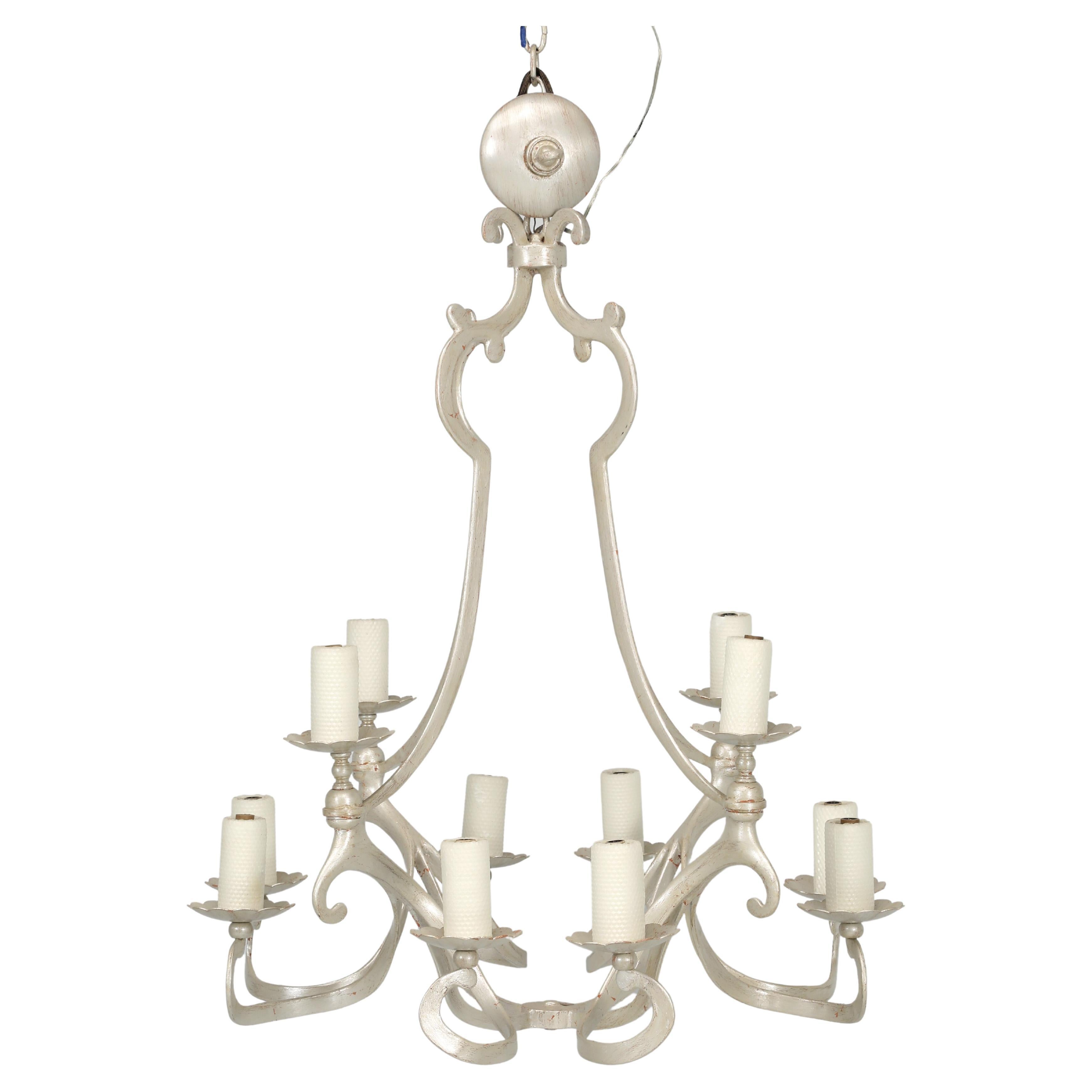 Niermann Weeks '12' Light Crevecoeur Chandelier in Veronese Silver Leaf  For Sale