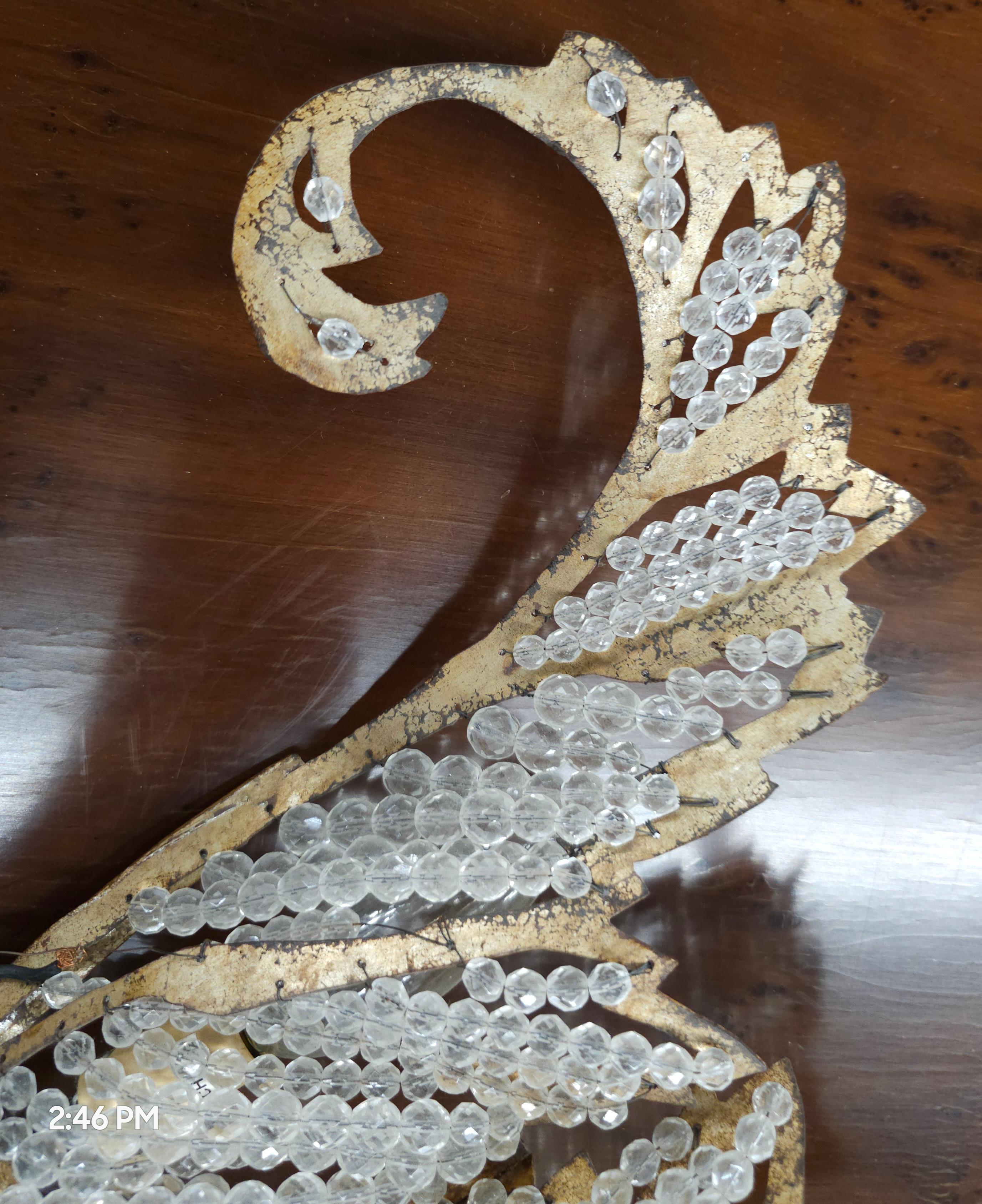 Modern Niermann Weeks 'Biarritz' Crystal and Rustic Gilt Metal Wall Sconce For Sale