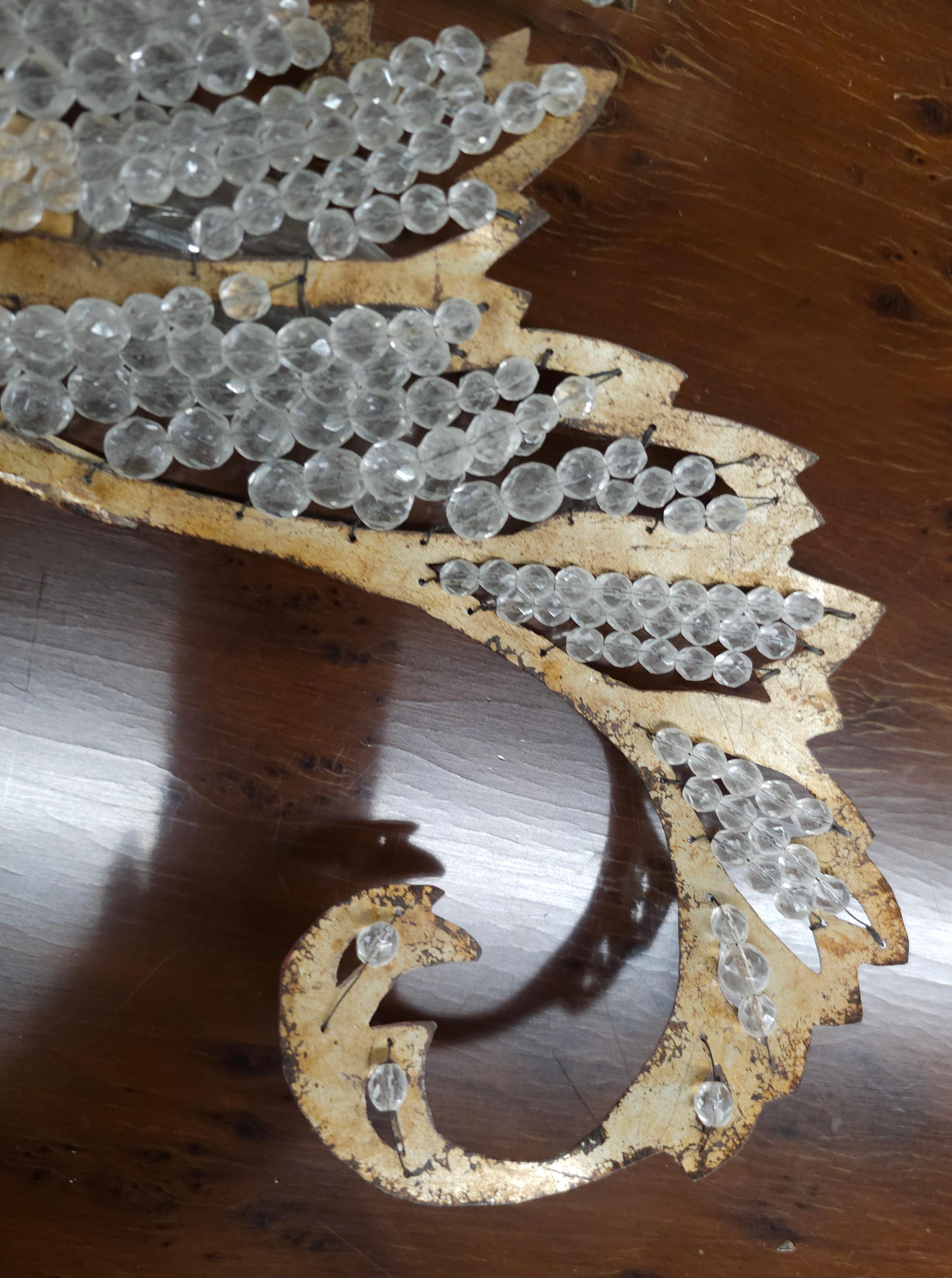Other Niermann Weeks 'Biarritz' Crystal and Rustic Gilt Metal Wall Sconce For Sale