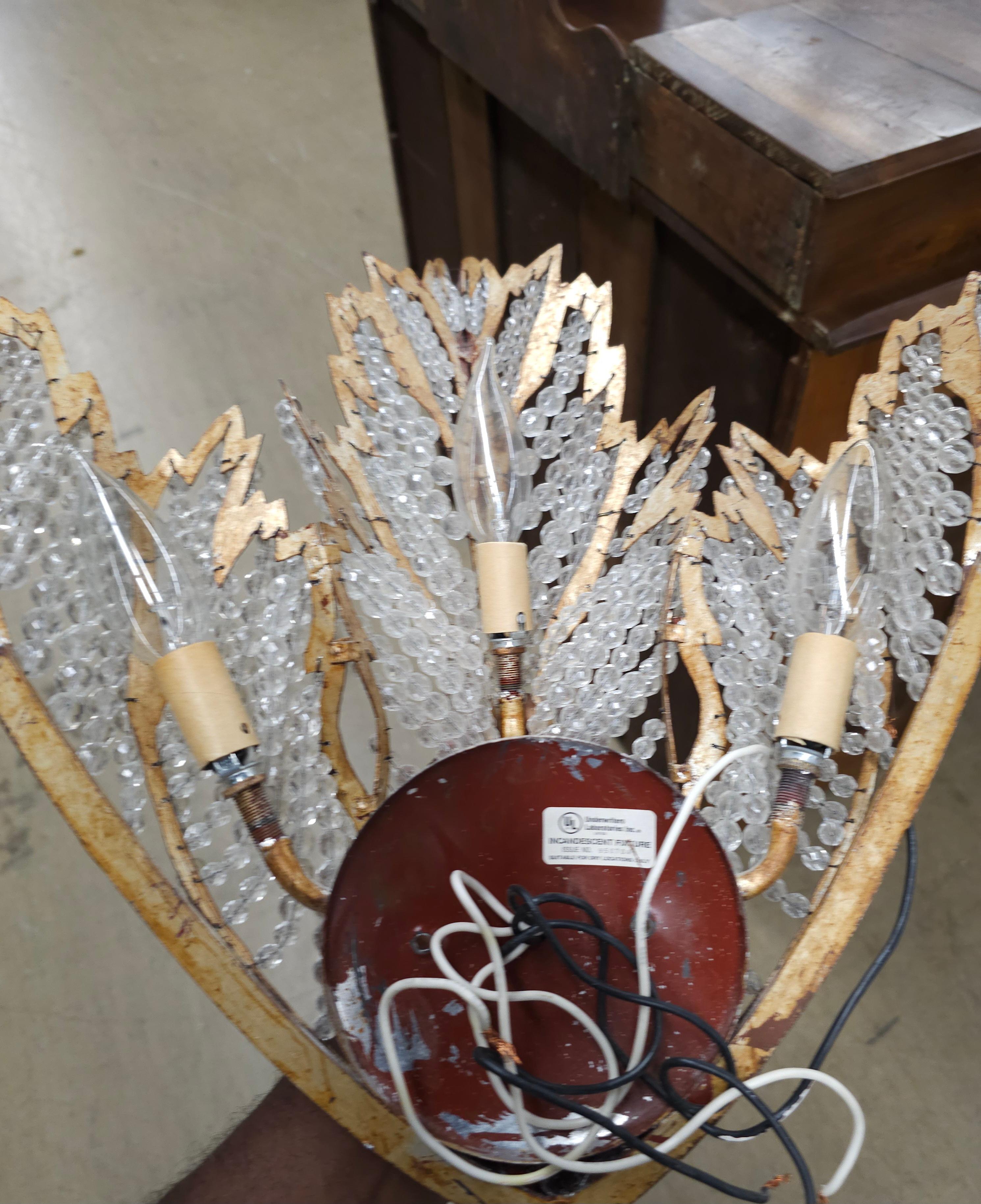 Niermann Weeks 'Biarritz' Crystal and Rustic Gilt Metal Wall Sconce For Sale 1
