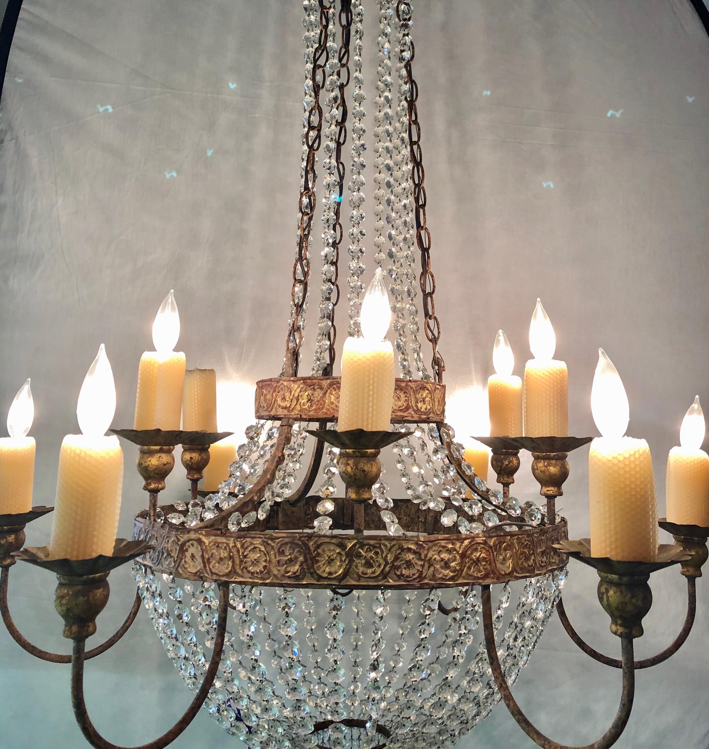 Niermann Weeks Crystal and Bronze Campaign Chandelier Having 12 Lights 4