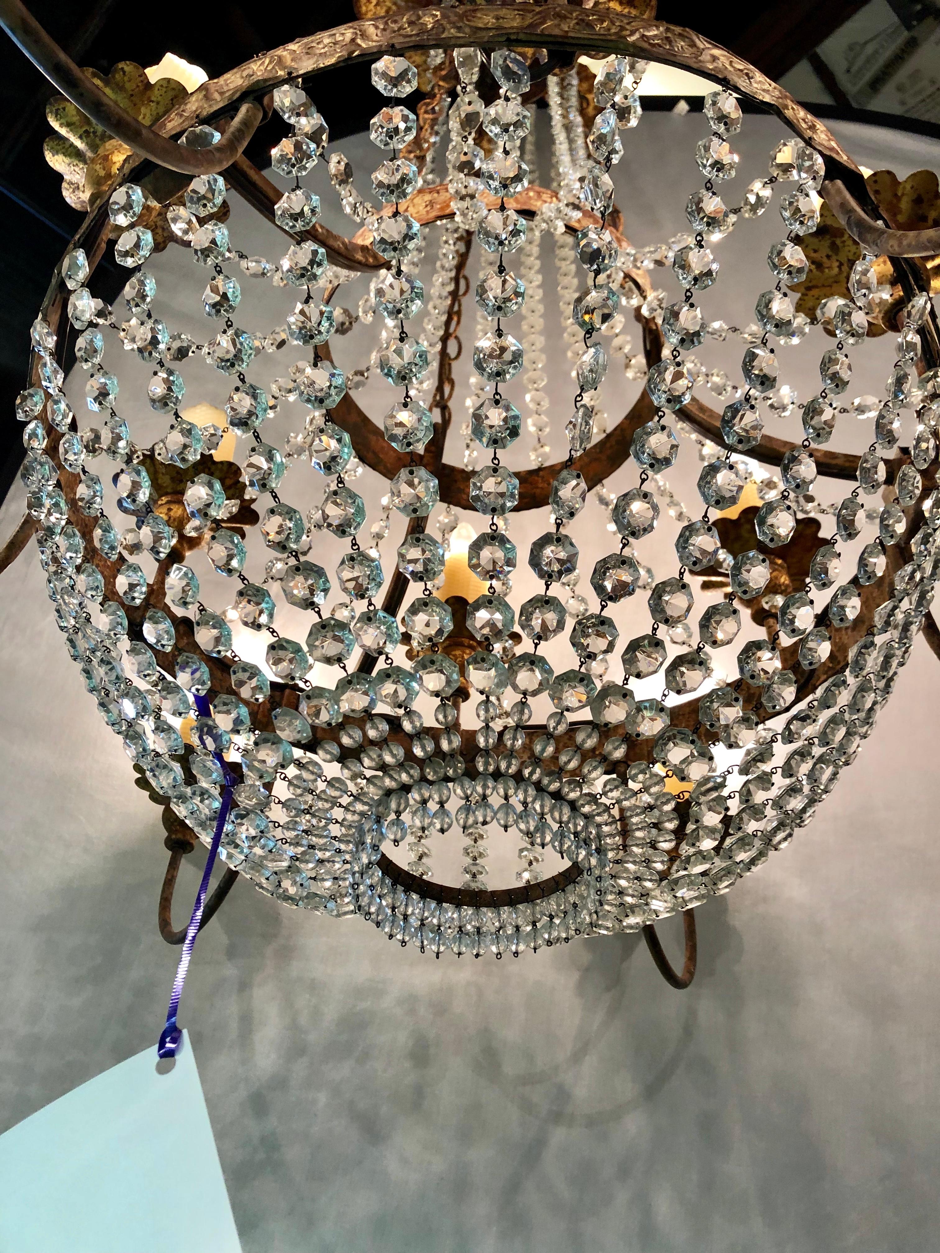 Niermann Weeks Crystal and Bronze Campaign Chandelier Having 12 Lights 6