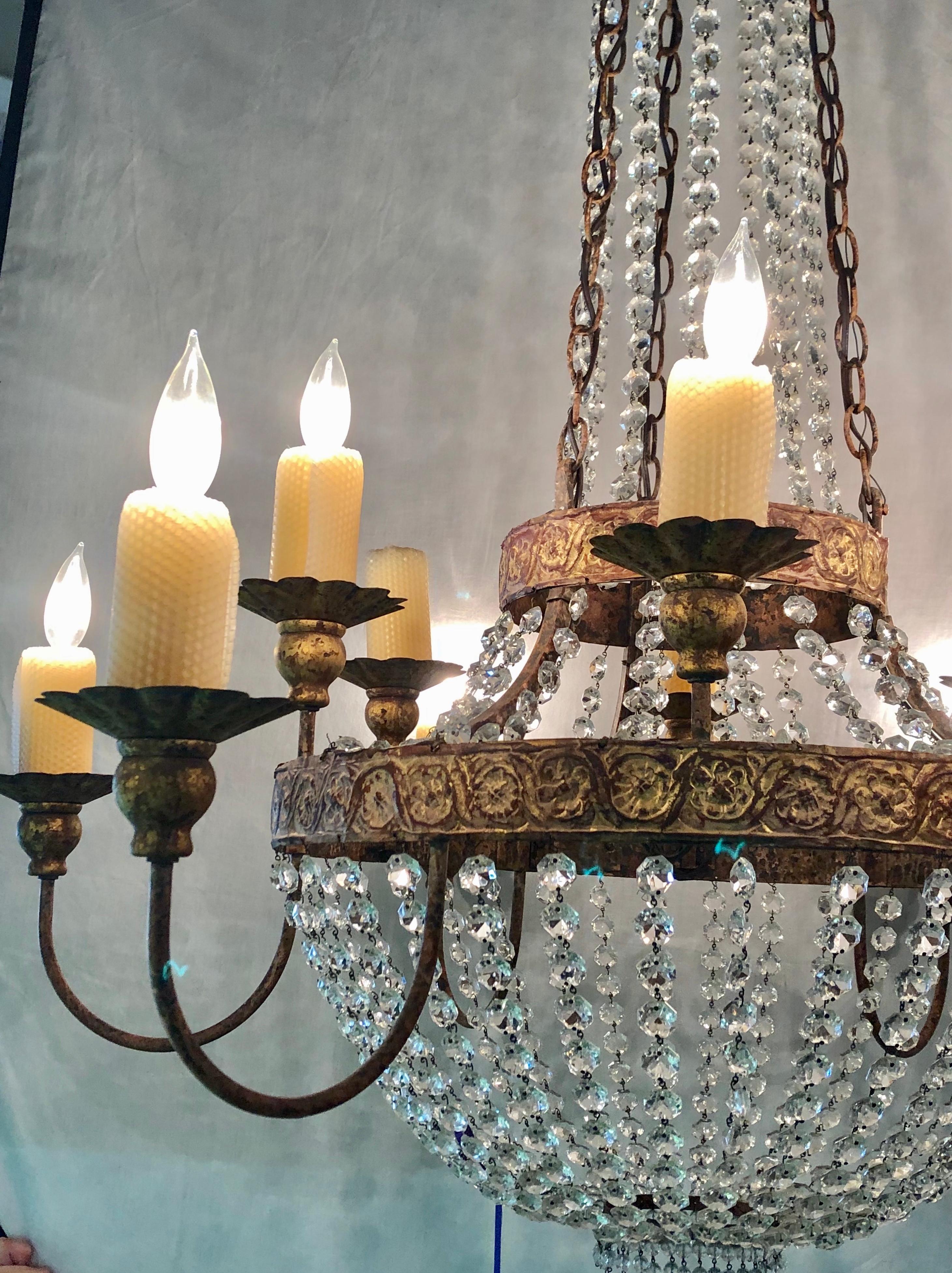 Niermann Weeks Crystal and Bronze Campaign Chandelier Having 12 Lights 7