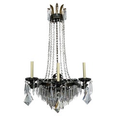 Retro Niermann Weeks Empire Style Large Crystals and Metal Wall Sconce or Lantern 