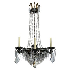 Niermann Weeks Empire Style Large Crystals and Metal Wall Sconce or Lantern