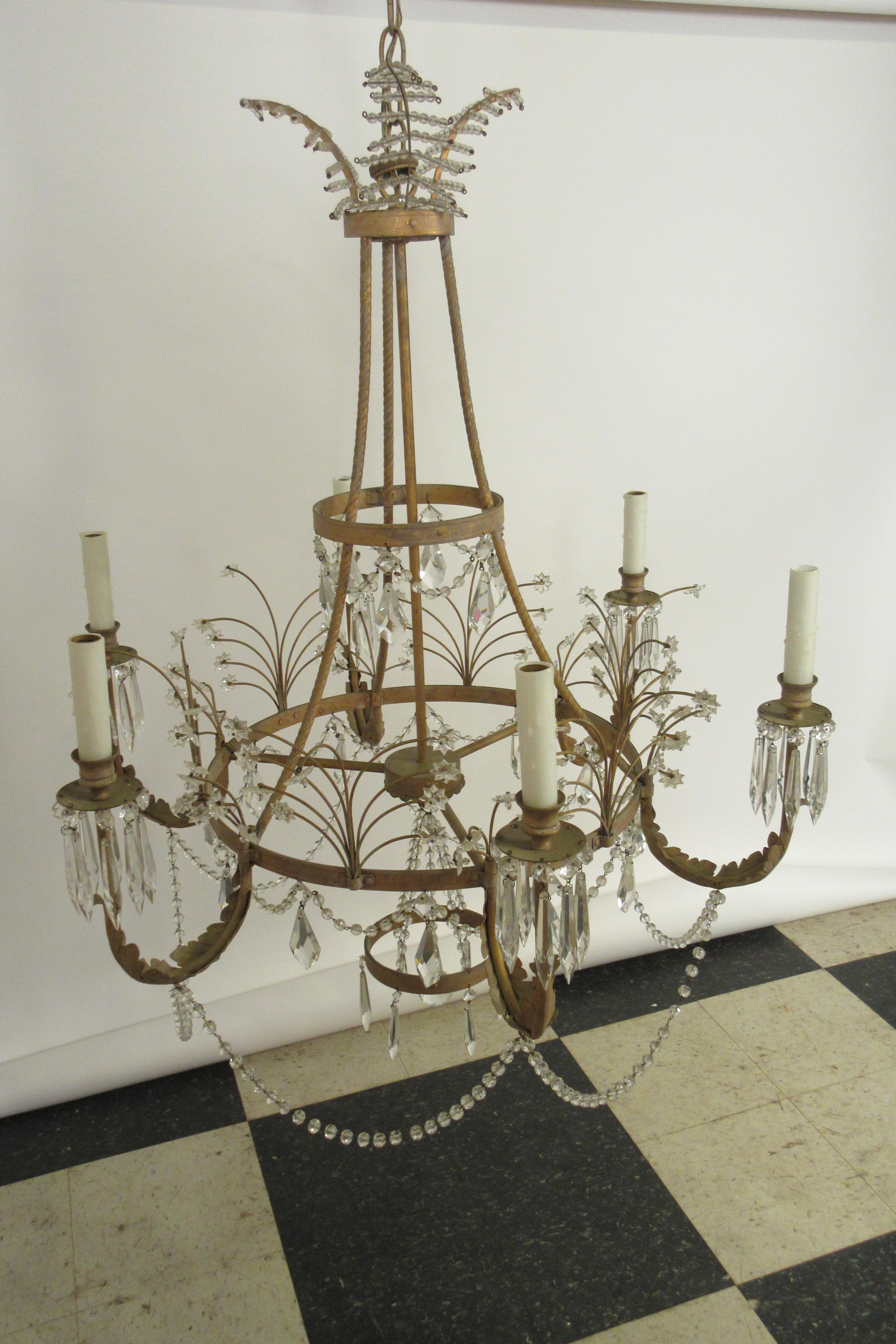 Niermann weeks Gustavian chandelier. From a Southampton estate. Label on top of chandelier.