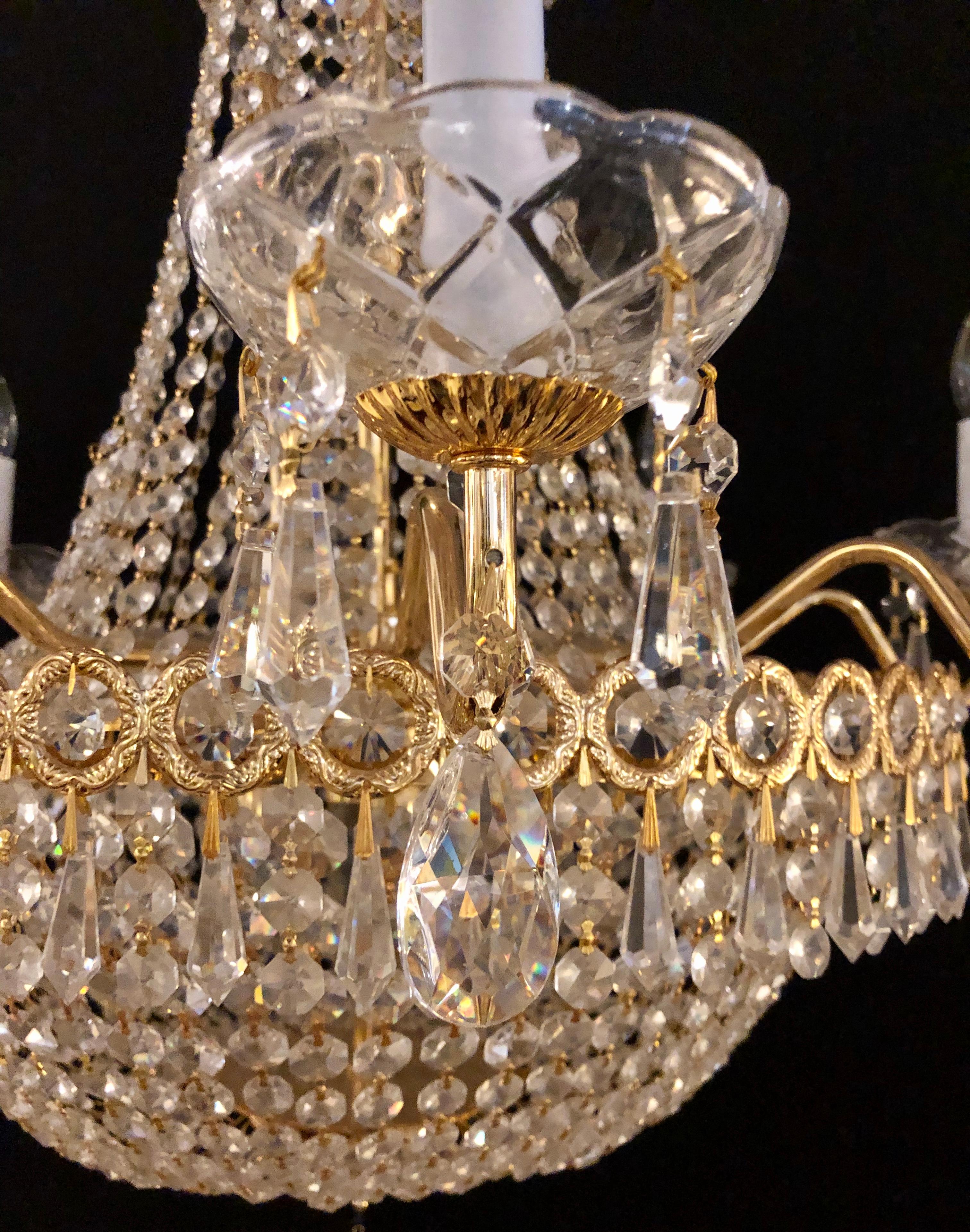 Niermann Weeks Hollywood Regency Chandelier, Bronze and Crystal Draping Crystal 12