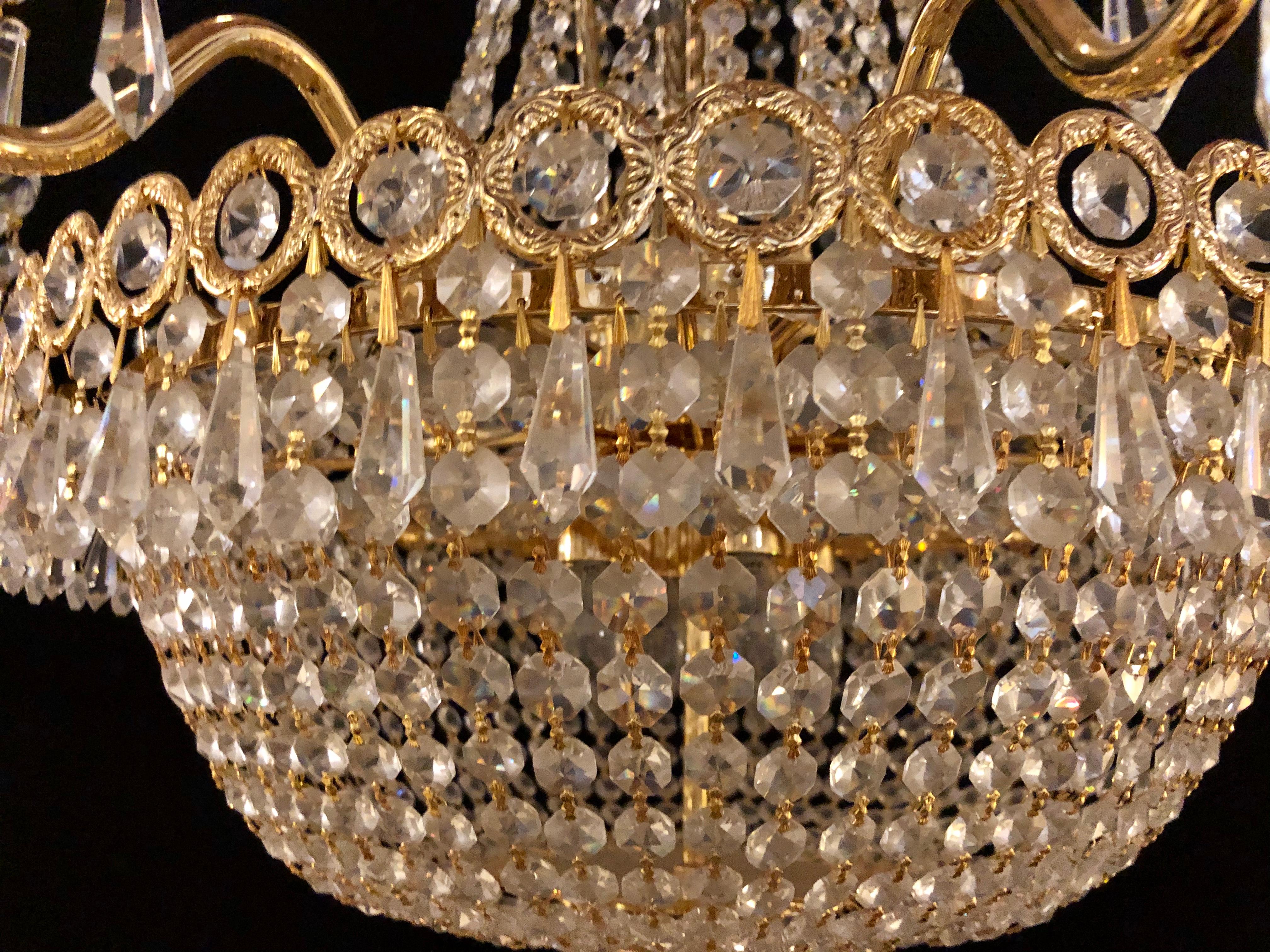 Niermann Weeks Hollywood Regency Chandelier, Bronze and Crystal Draping Crystal 3