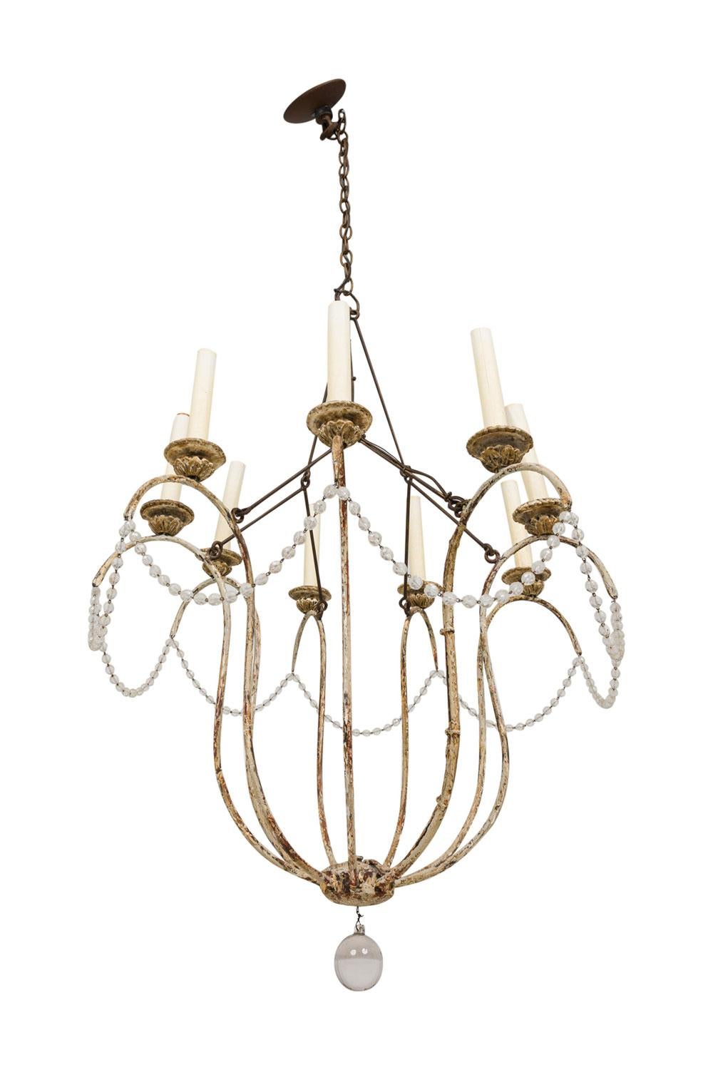 Dorato Niermann Weeks Italian 18th Century Rococo Style 9-Arm Chandelier in vendita