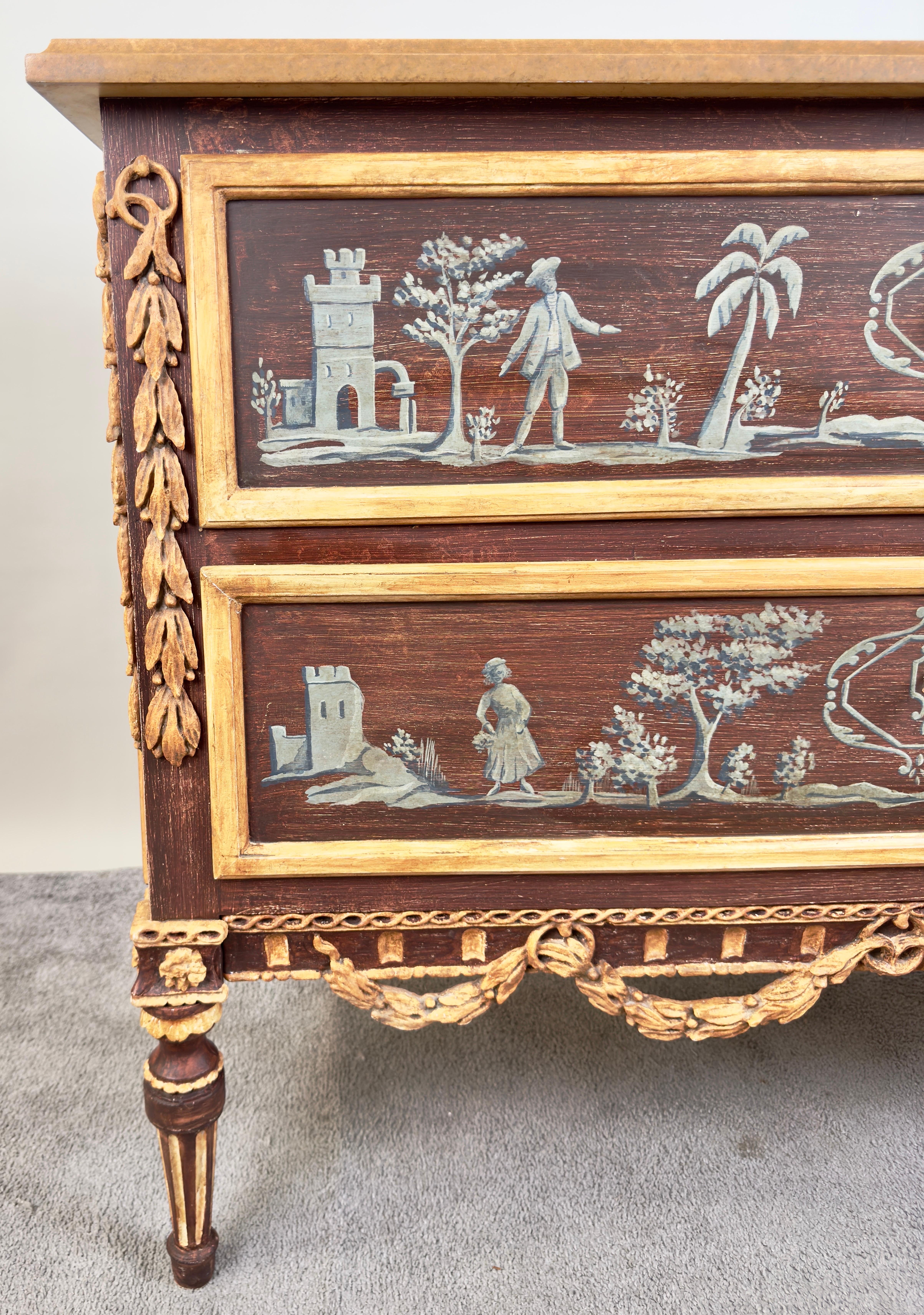 Niermann Weeks Italian Renaissance Style Hand-Painted Two-Drawer Chest / Commode In Good Condition In Plainview, NY