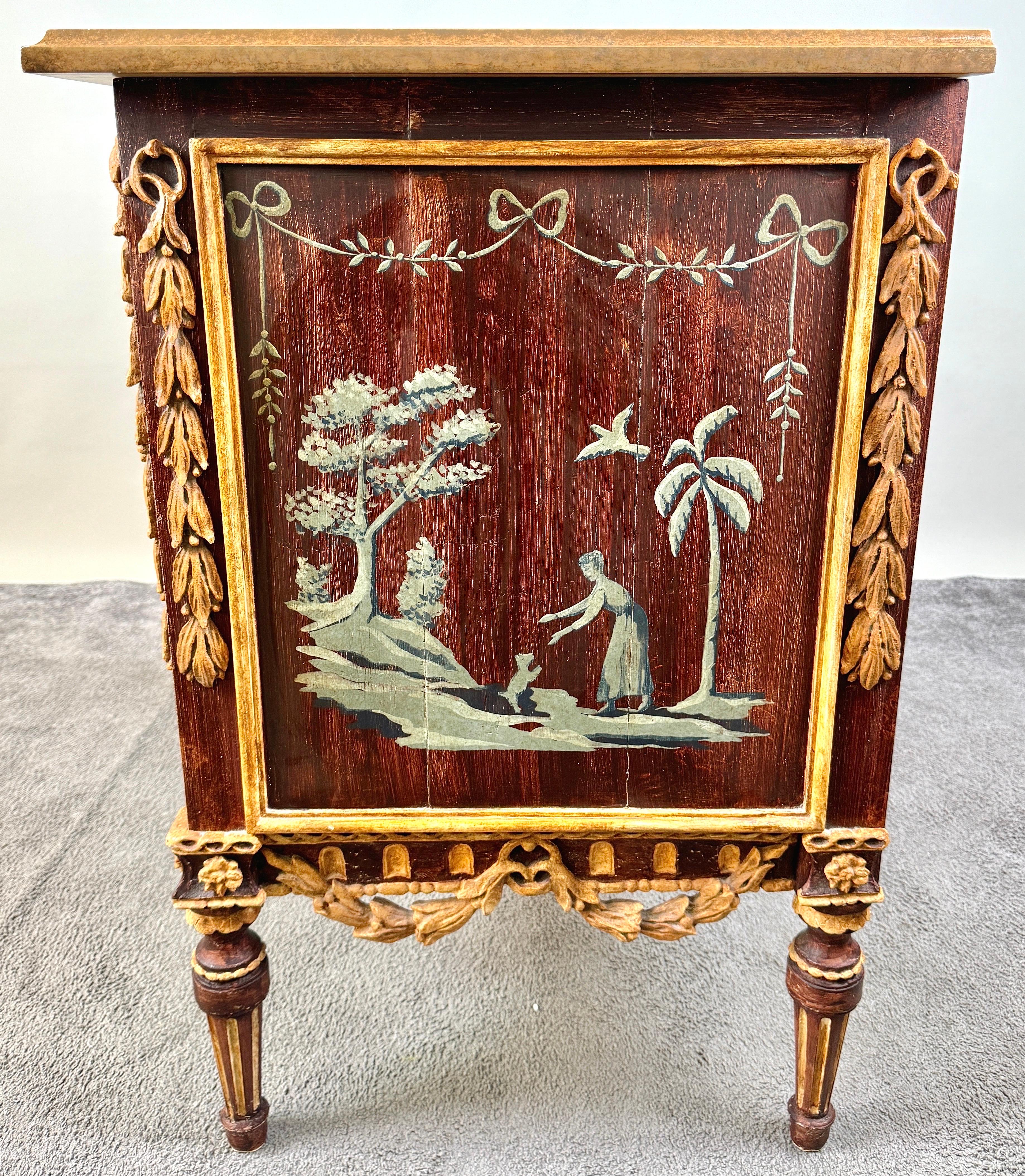20th Century Niermann Weeks Italian Renaissance Style Hand-Painted Two-Drawer Chest / Commode