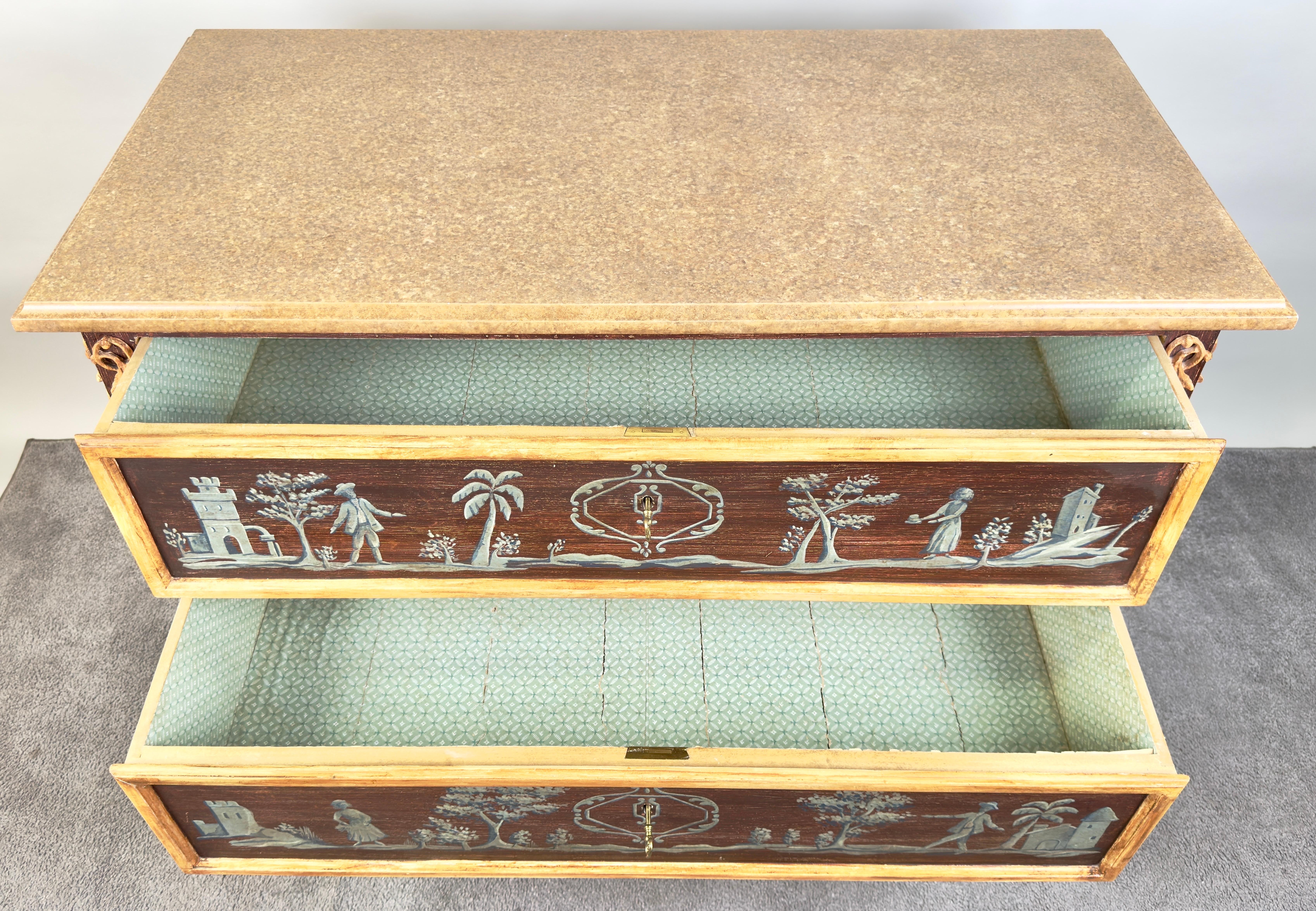 Niermann Weeks Italian Renaissance Style Hand-Painted Two-Drawer Chest / Commode 3