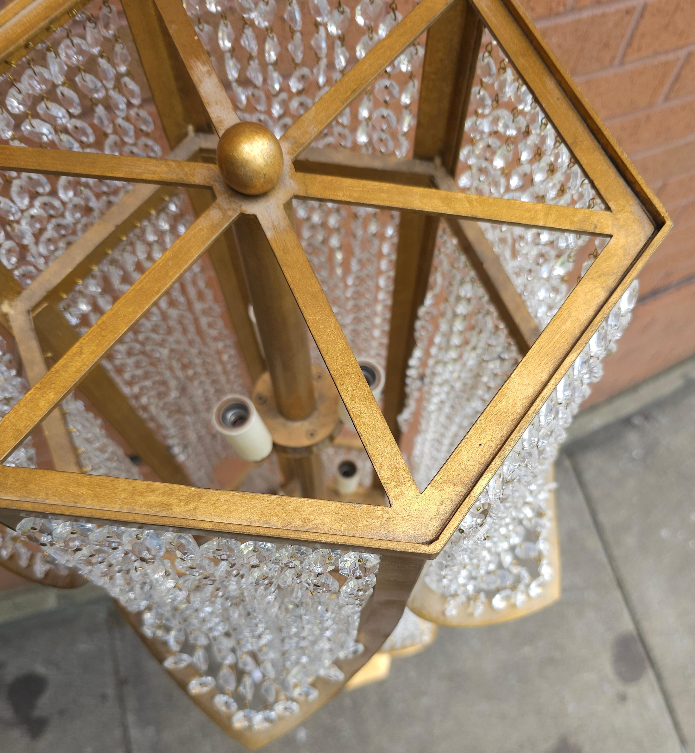 Lampadaire Lulu Niermann Weeks à neuf lumières en cristal et métal doré en vente 3