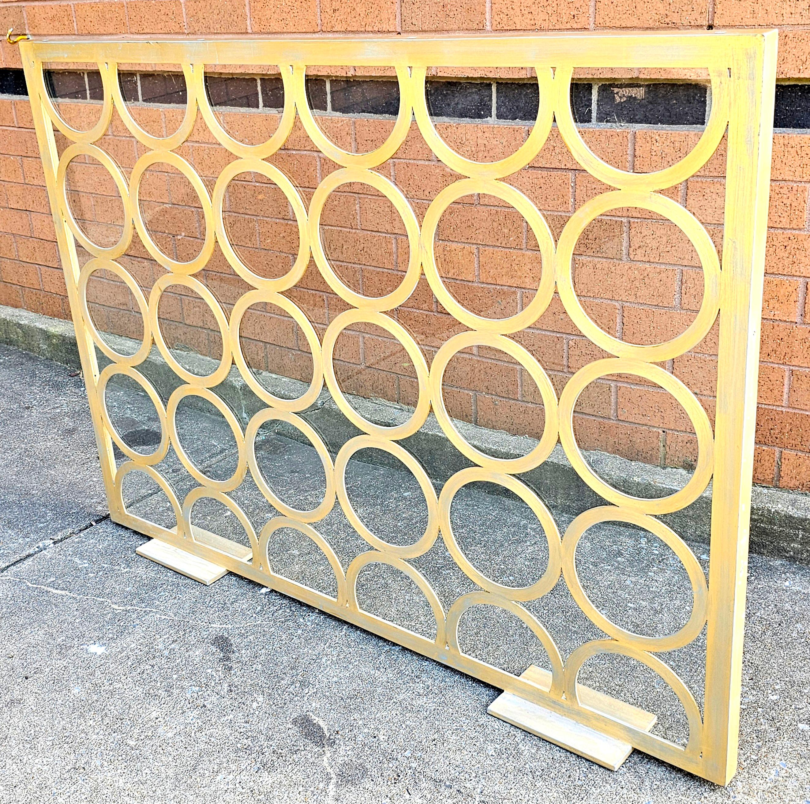 Other Niermann Weeks Monterey Gold Leaf Metal and Glass Fire Screen For Sale