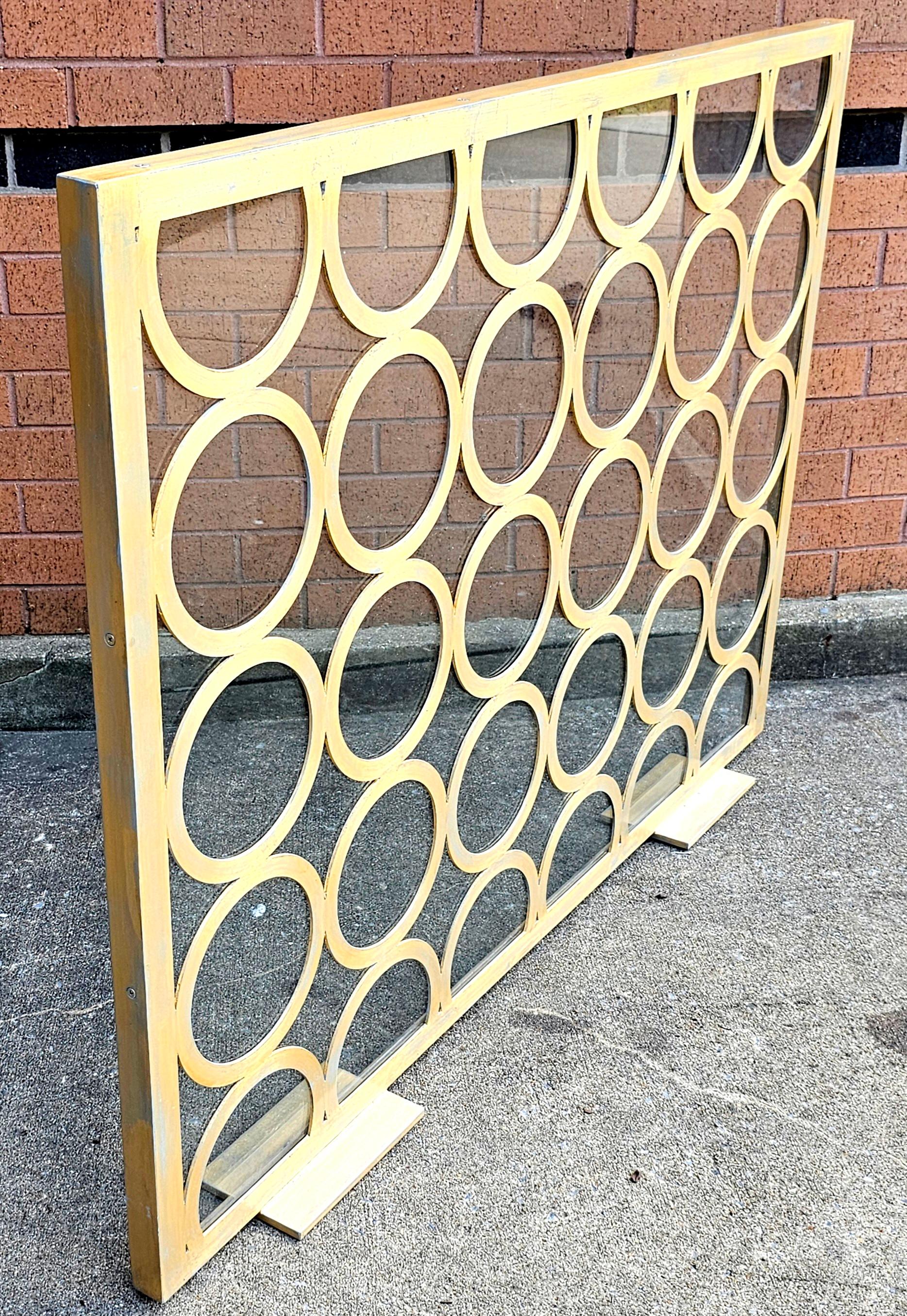 Forged Niermann Weeks Monterey Gold Leaf Metal and Glass Fire Screen For Sale