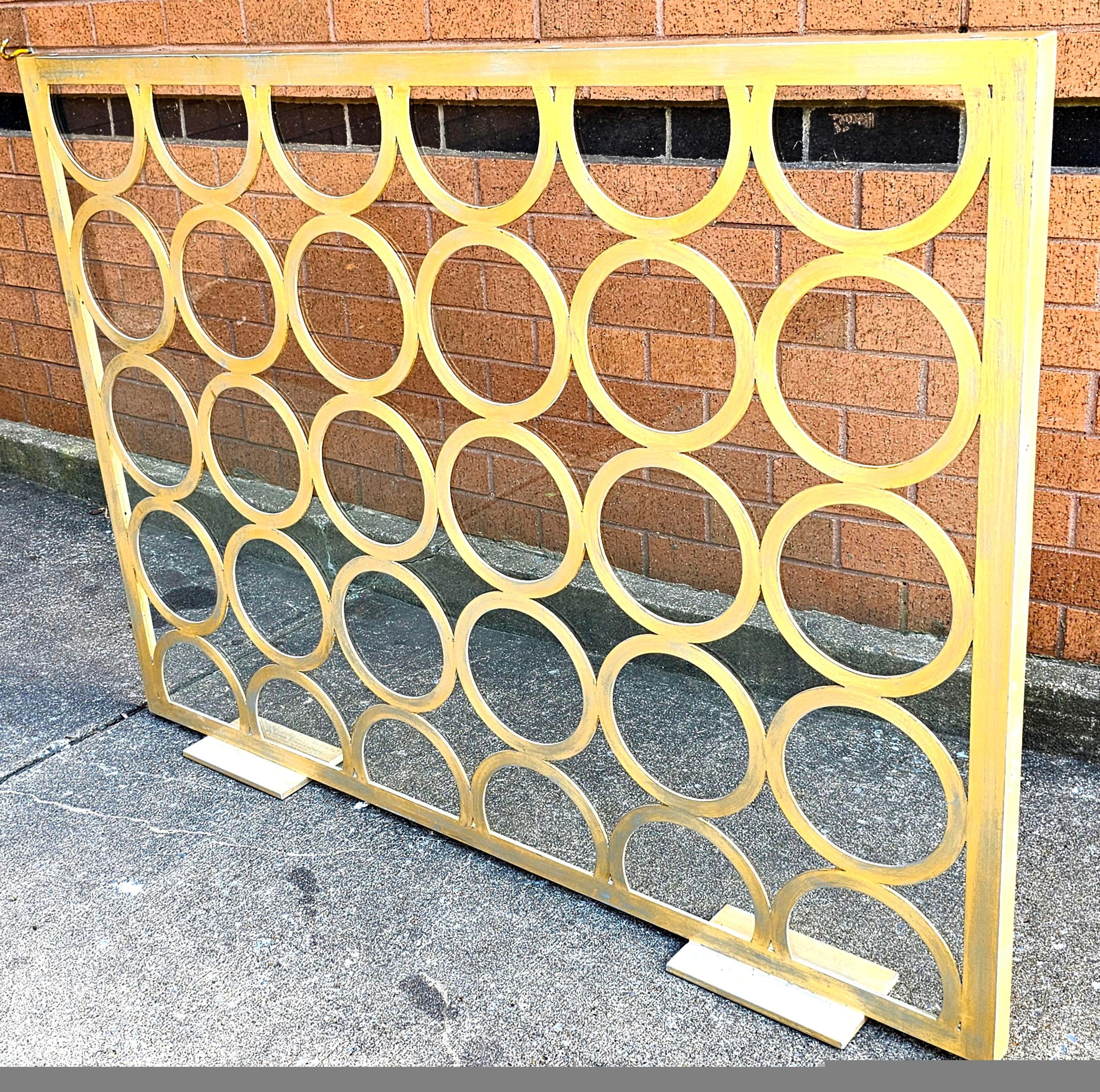 Contemporary Niermann Weeks Monterey Gold Leaf Metal and Glass Fire Screen For Sale