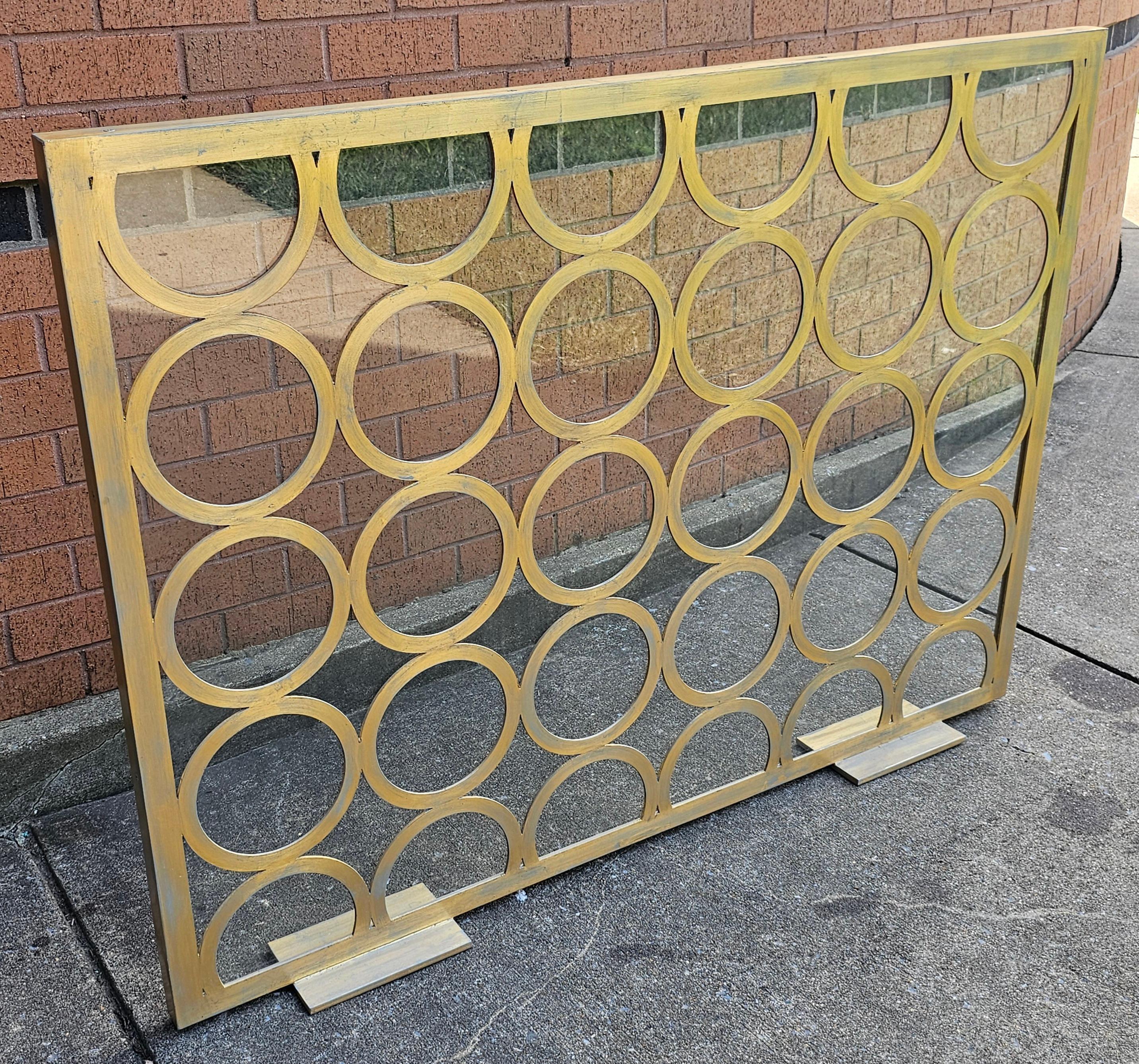 Brass Niermann Weeks Monterey Gold Leaf Metal and Glass Fire Screen For Sale